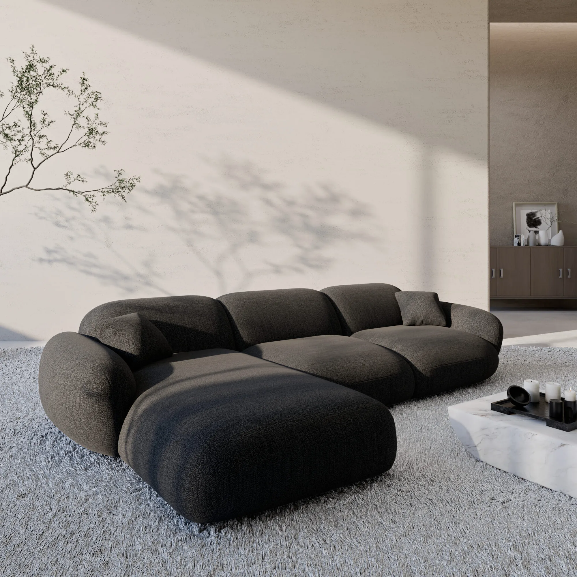 Strukturstoff L-Form Sofa Elara – Bild 18