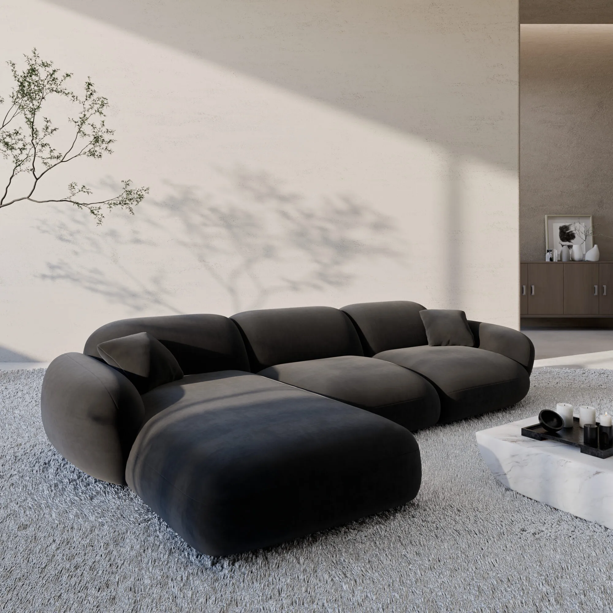 Samtstoff L-Form Sofa Elara – Bild 22
