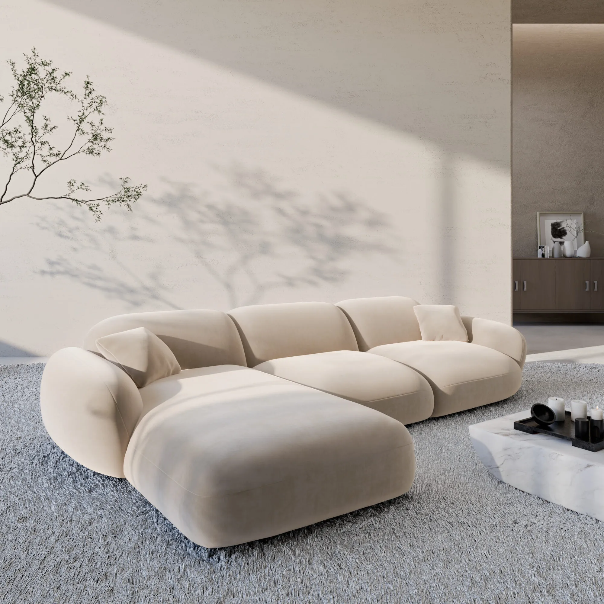 Samtstoff L-Form Sofa Elara – Bild 24