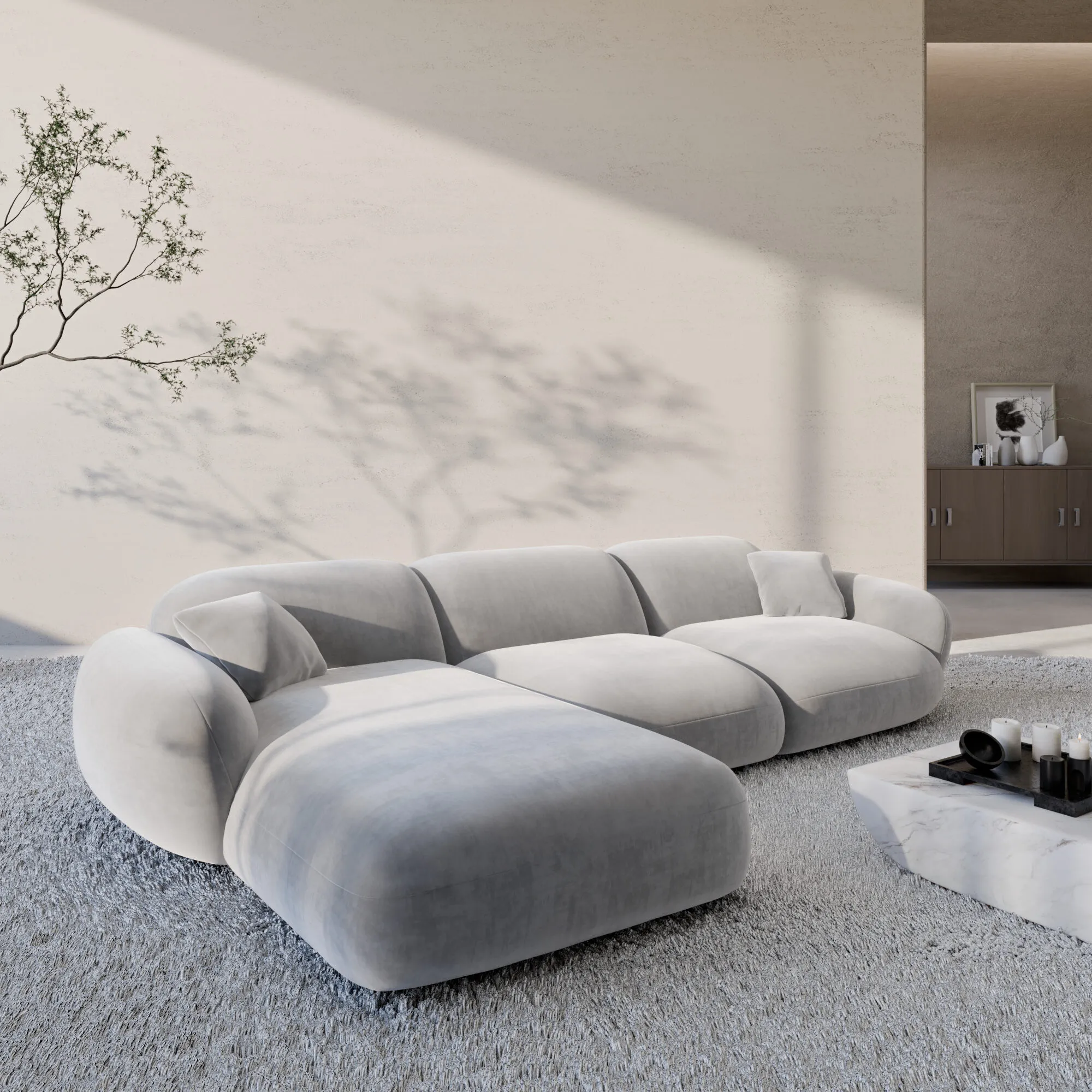 Samtstoff L-Form Sofa Elara – Bild 3