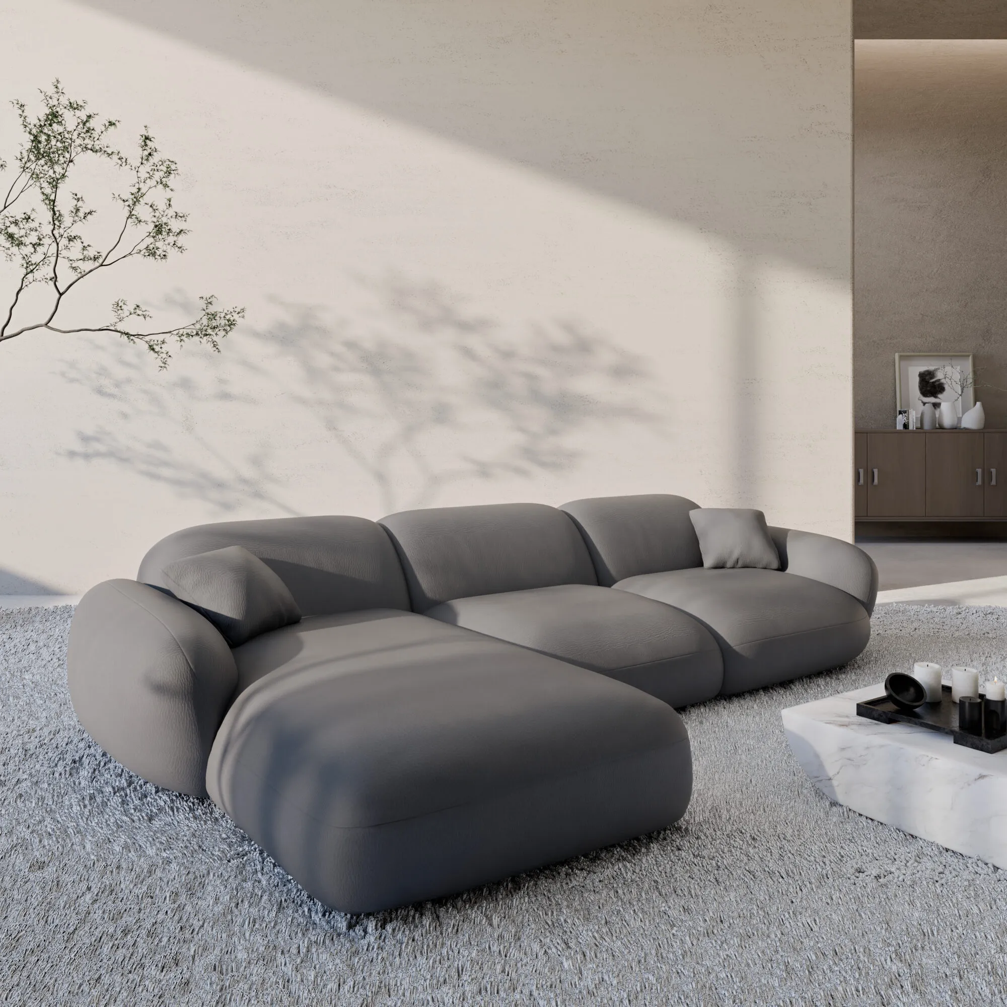 Echtleder L-Form Sofa Elara – Bild 5