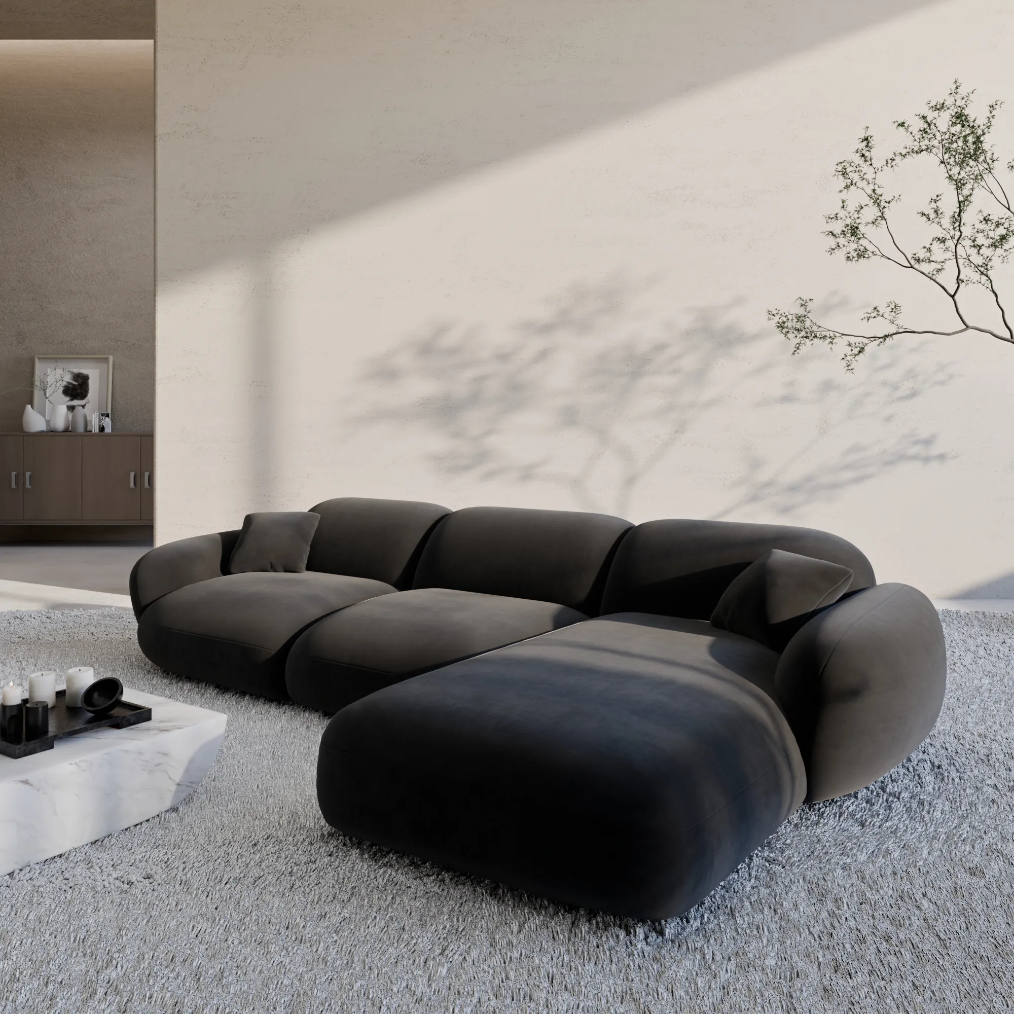 Samtstoff L-Form Sofa Elara – Bild 10