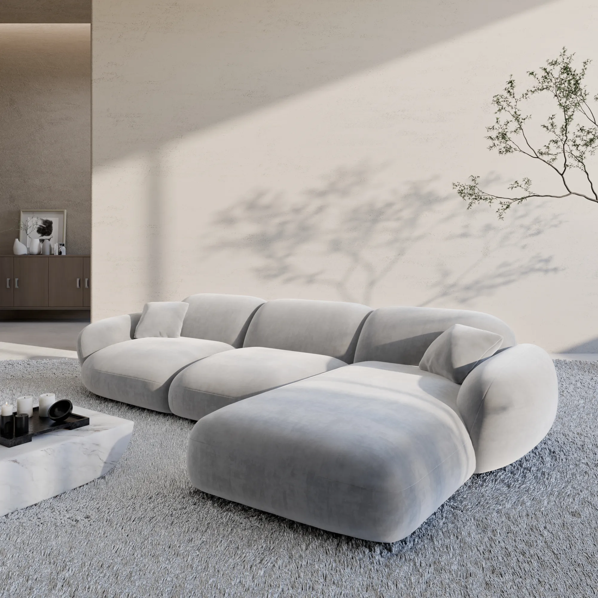 Samtstoff L-Form Sofa Elara – Bild 15