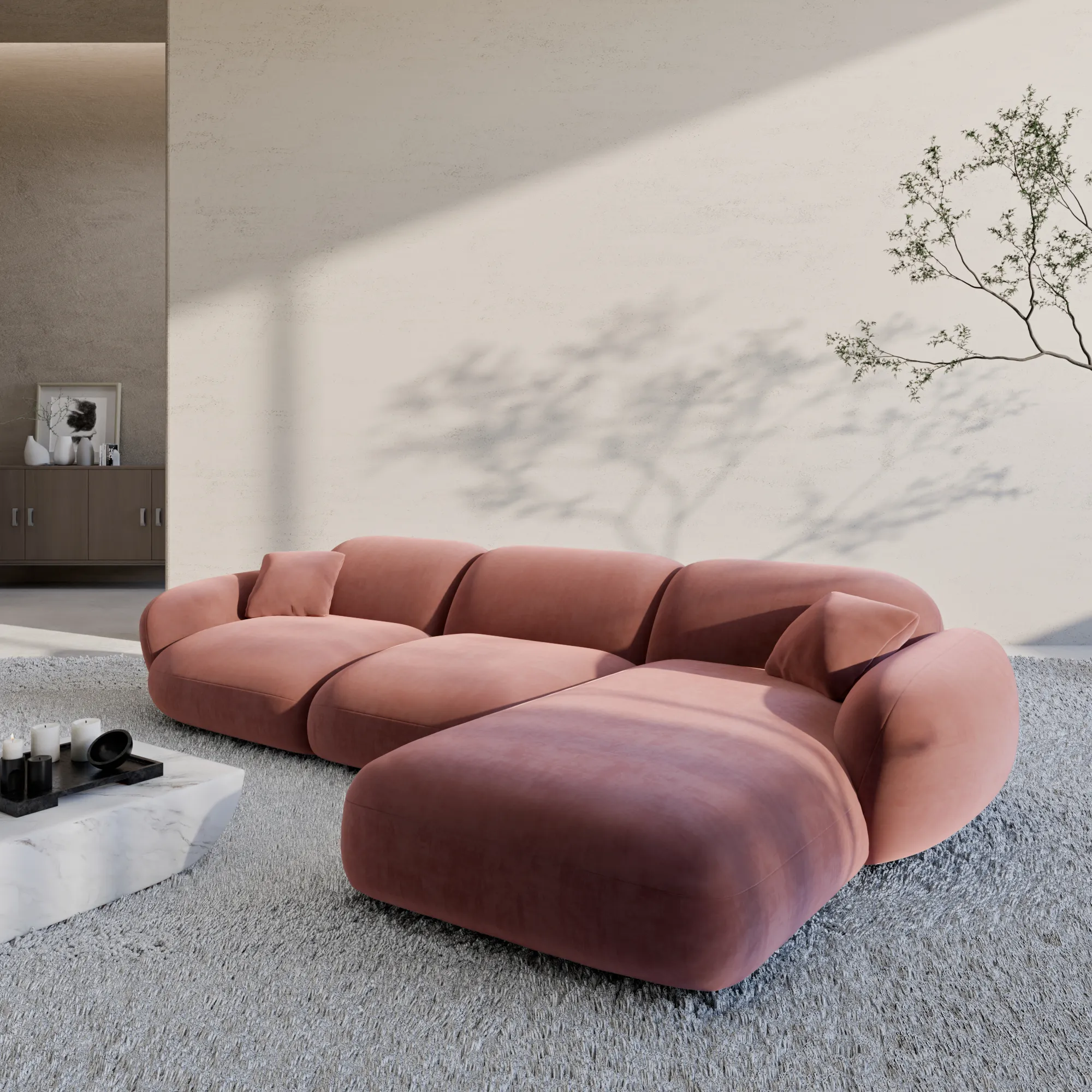 Samtstoff L-Form Sofa Elara – Bild 17