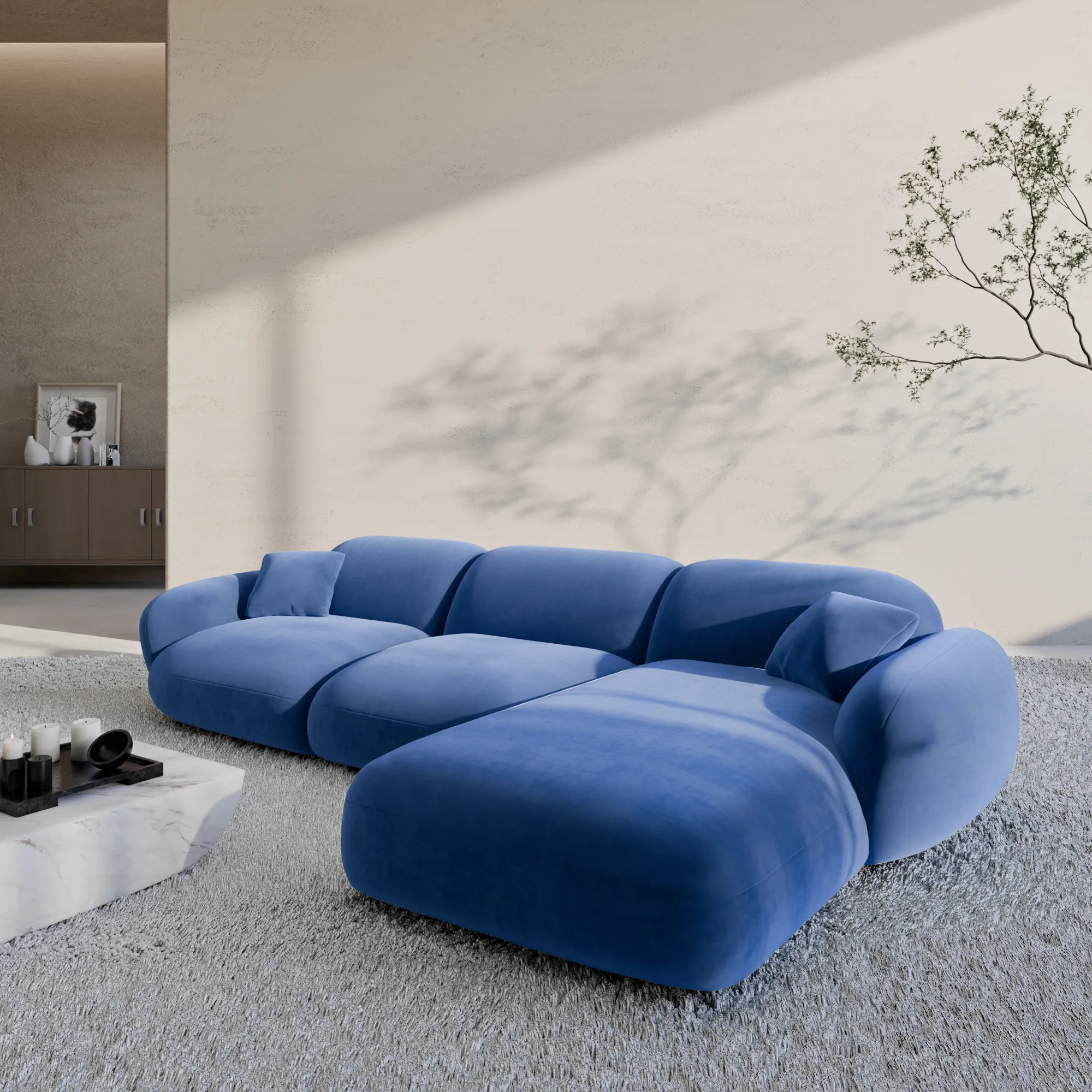 Samtstoff L-Form Sofa Elara – Bild 18