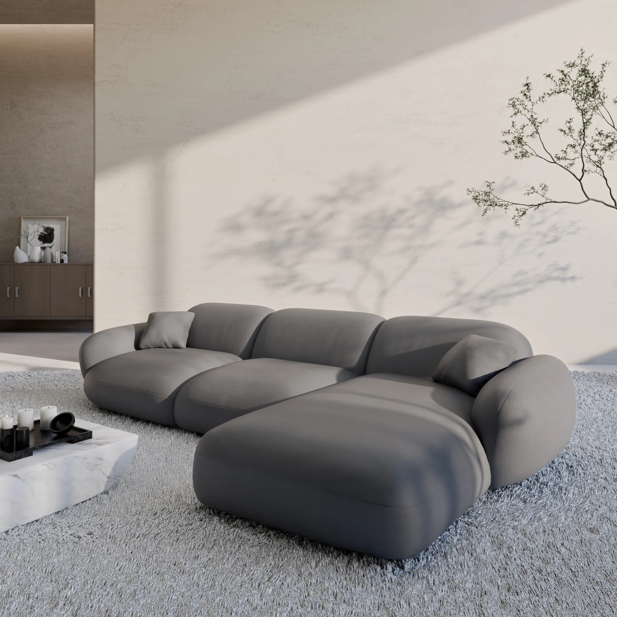 Echtleder L-Form Sofa Elara – Bild 13