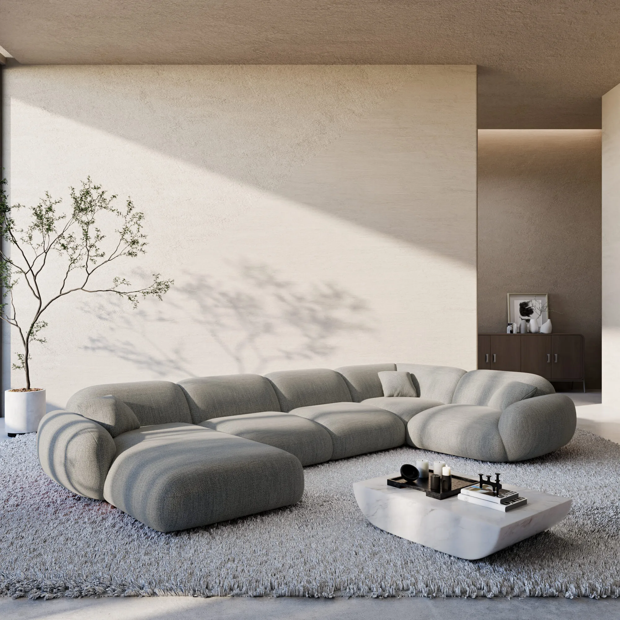 Strukturstoff U-Form XL Wohnlandschaft Elara – Bild 17