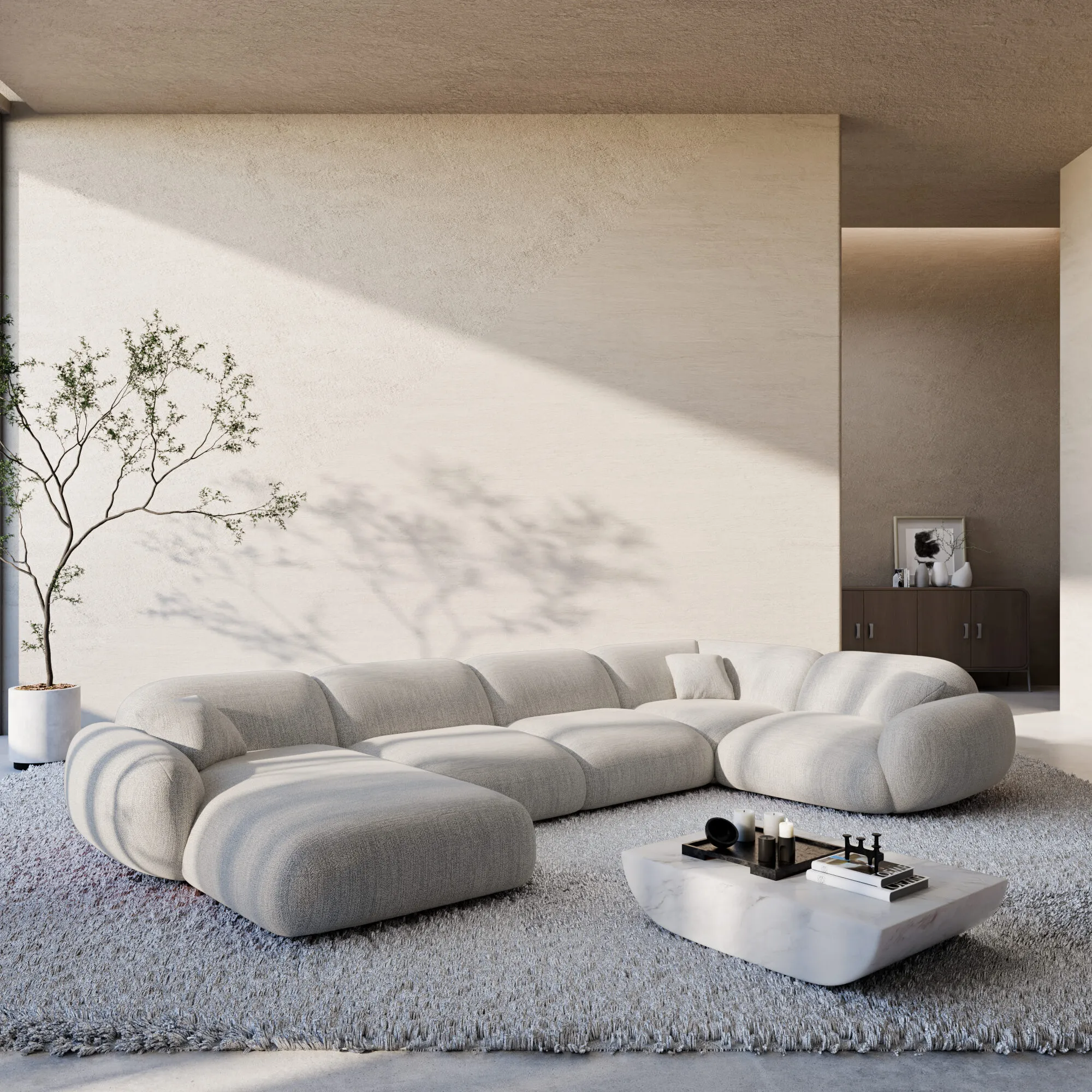 Strukturstoff U-Form XL Wohnlandschaft Elara – Bild 18