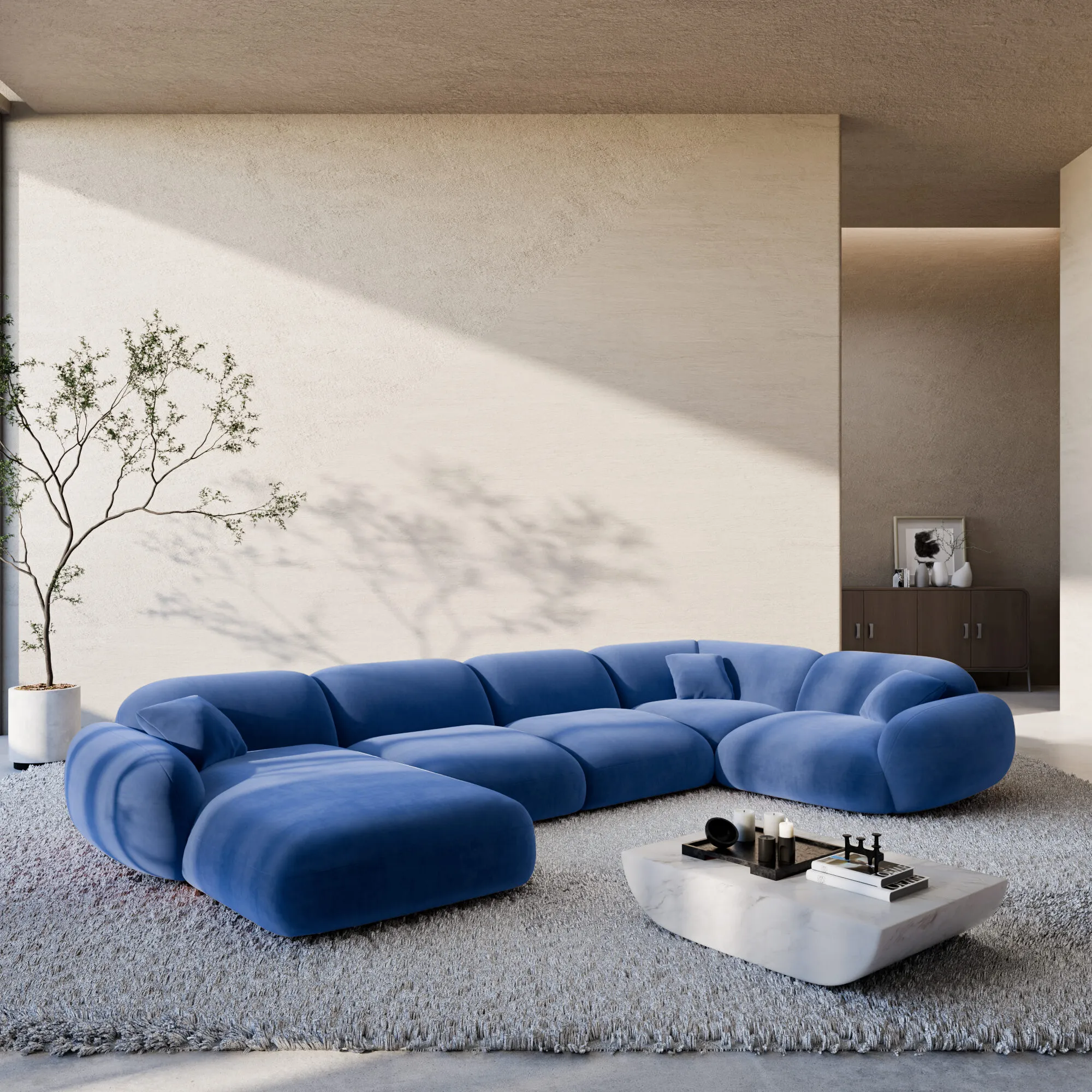 Samtstoff U-Form XL Wohnlandschaft Elara – Bild 12
