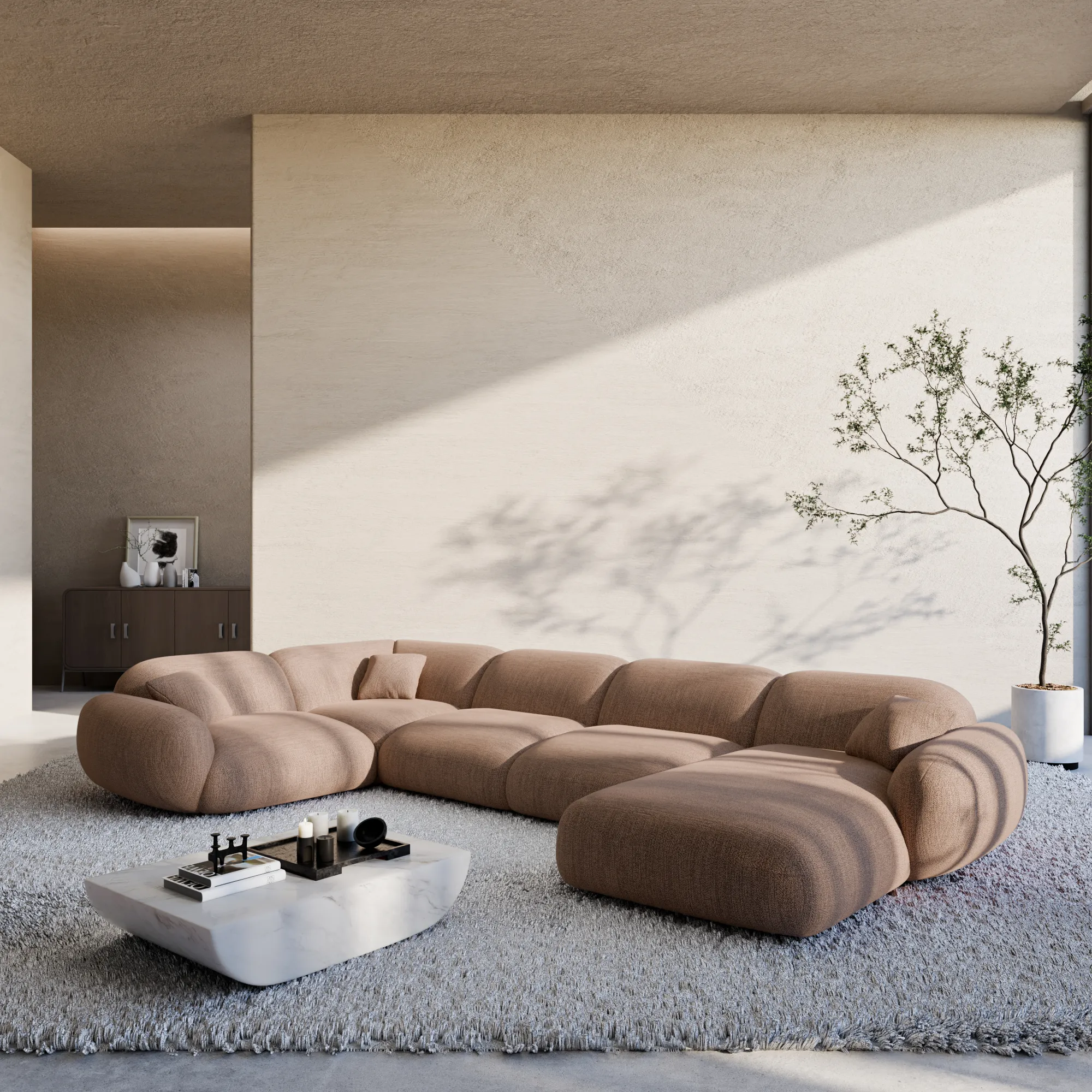 Strukturstoff U-Form XL Wohnlandschaft Elara – Bild 3