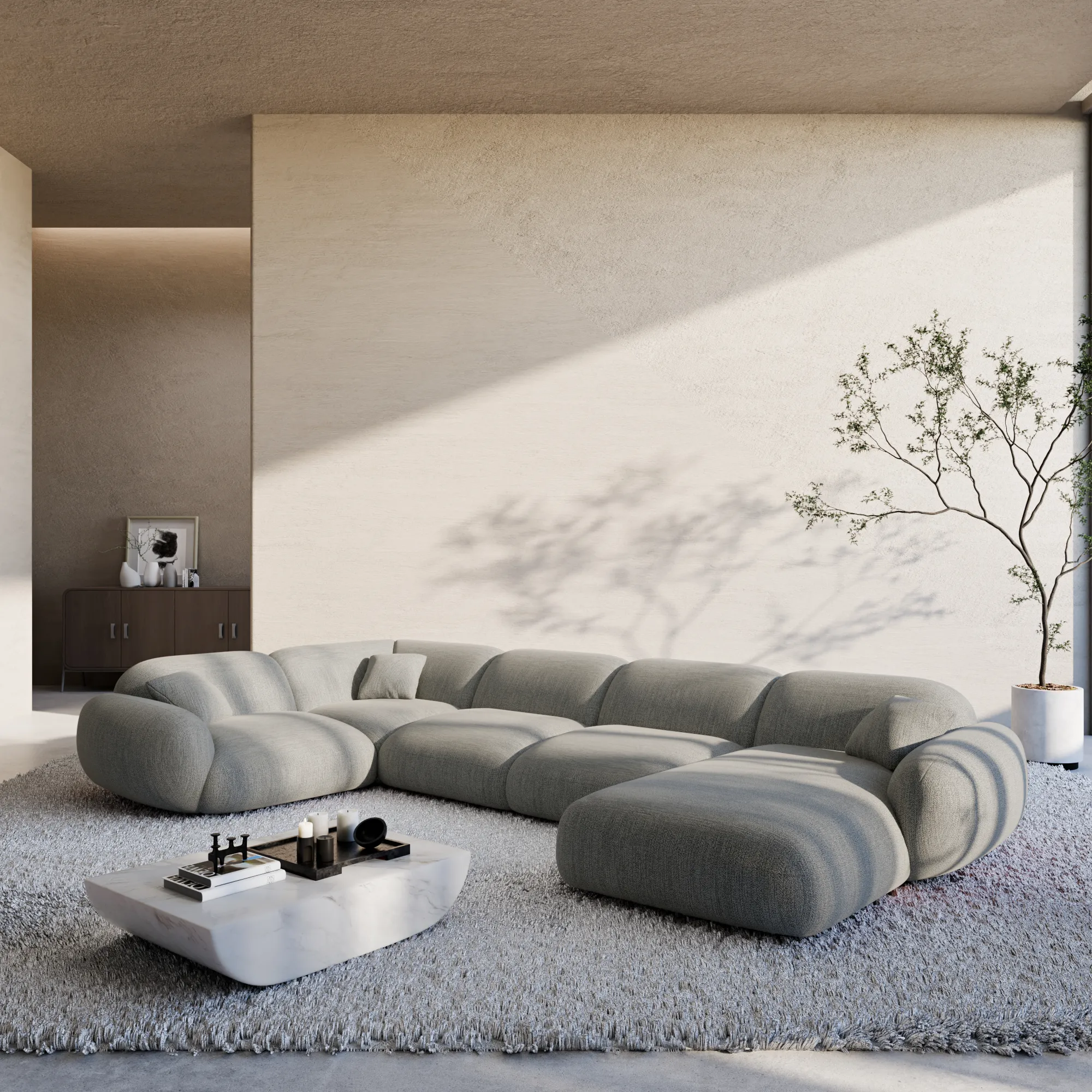 Strukturstoff U-Form XL Wohnlandschaft Elara – Bild 7