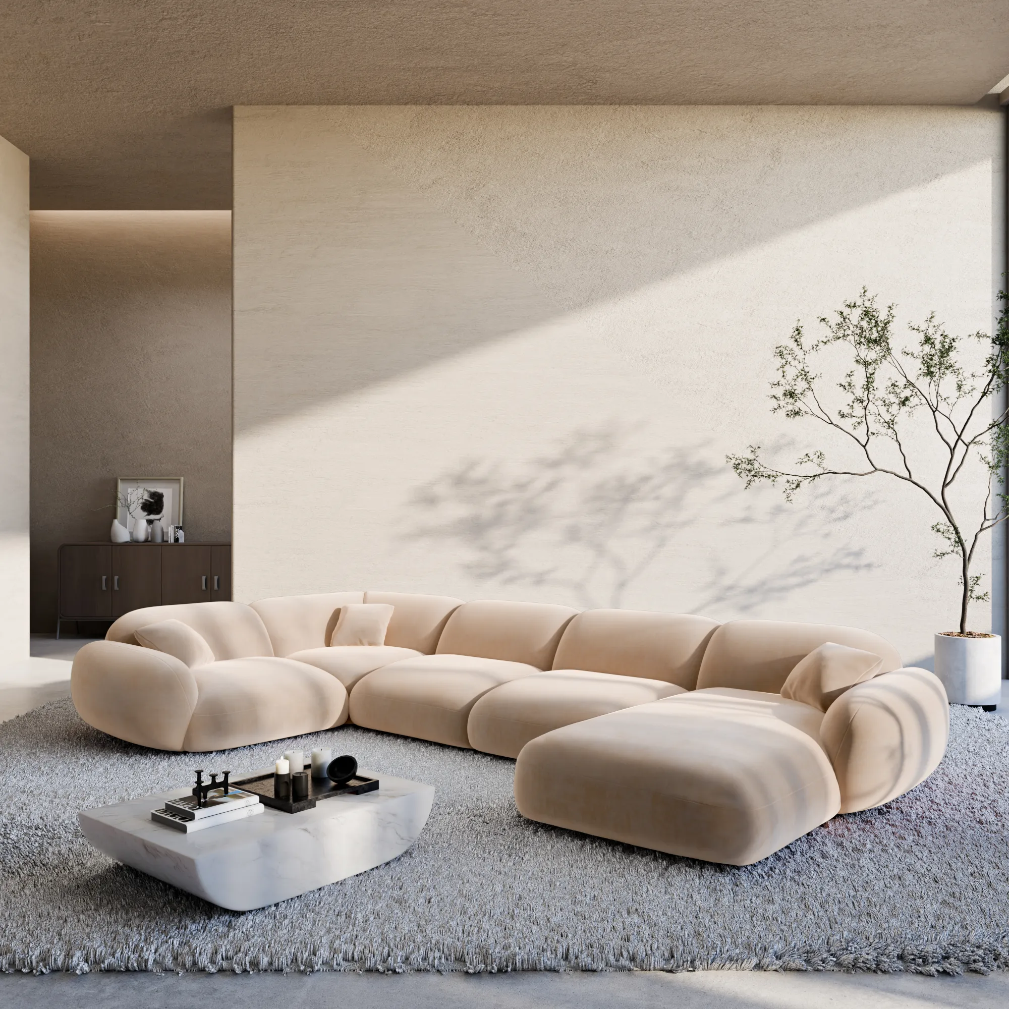 Samtstoff U-Form XL Wohnlandschaft Elara – Bild 15