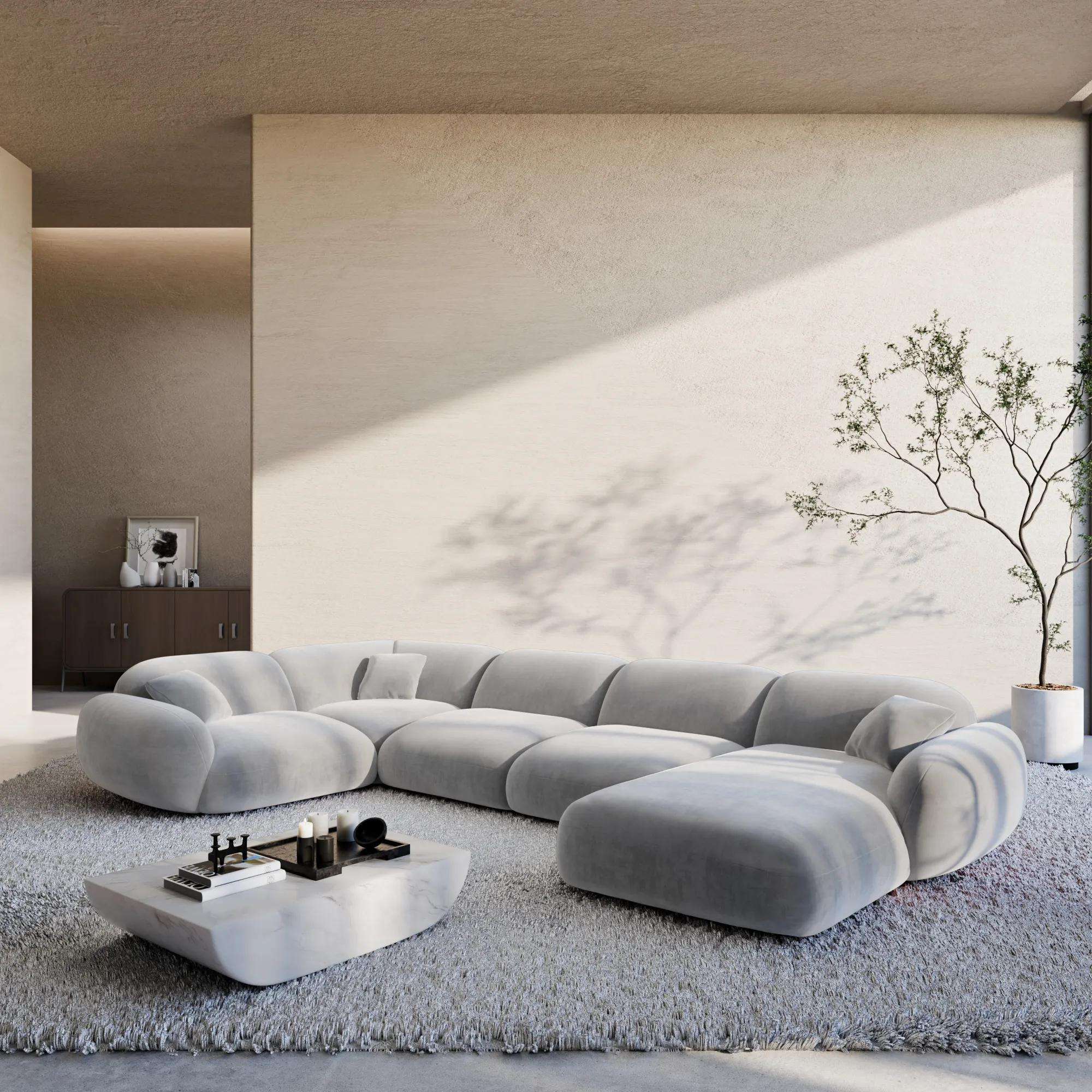 Samtstoff U-Form XL Wohnlandschaft Elara – Bild 21