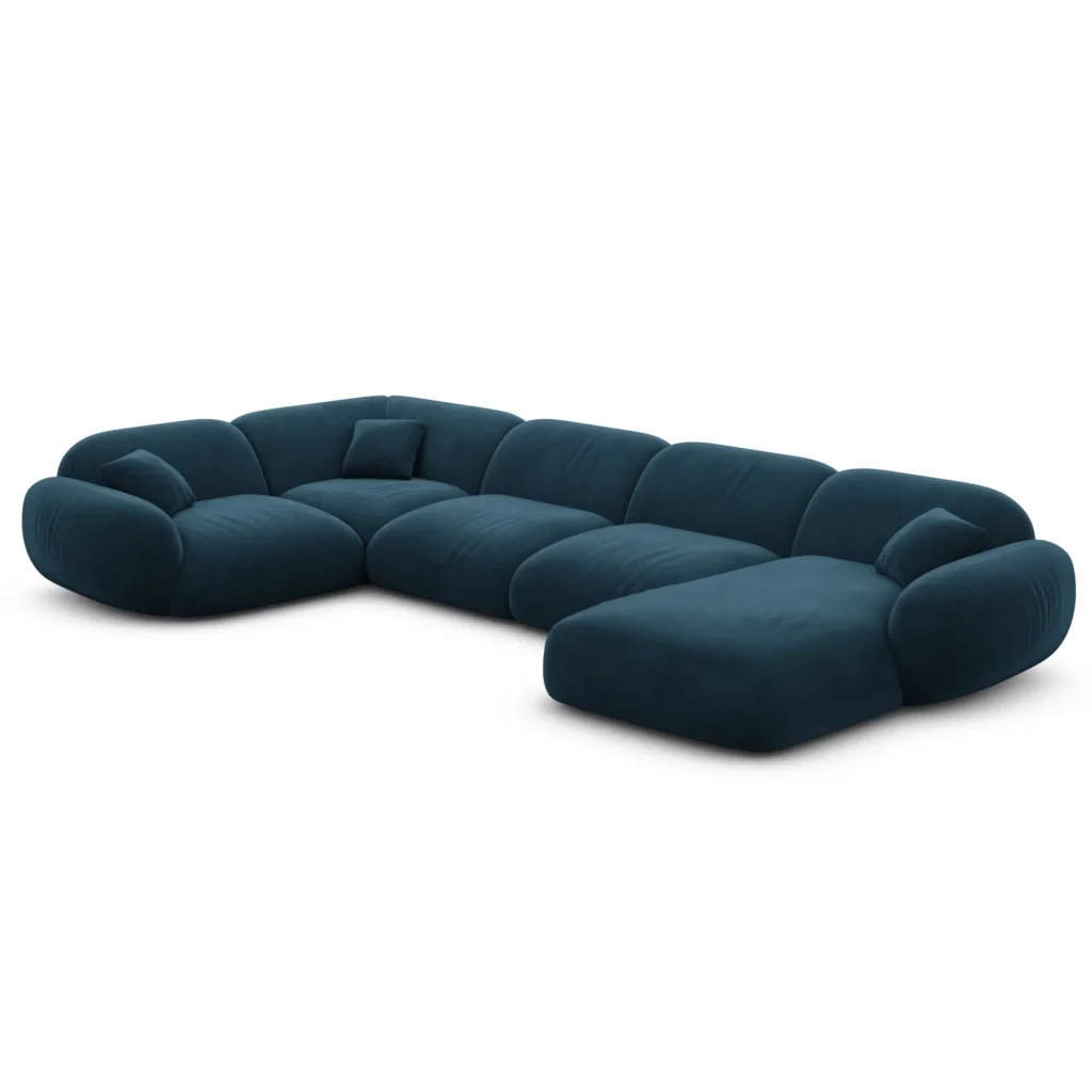 Samtstoff U-Form XL Wohnlandschaft Elara