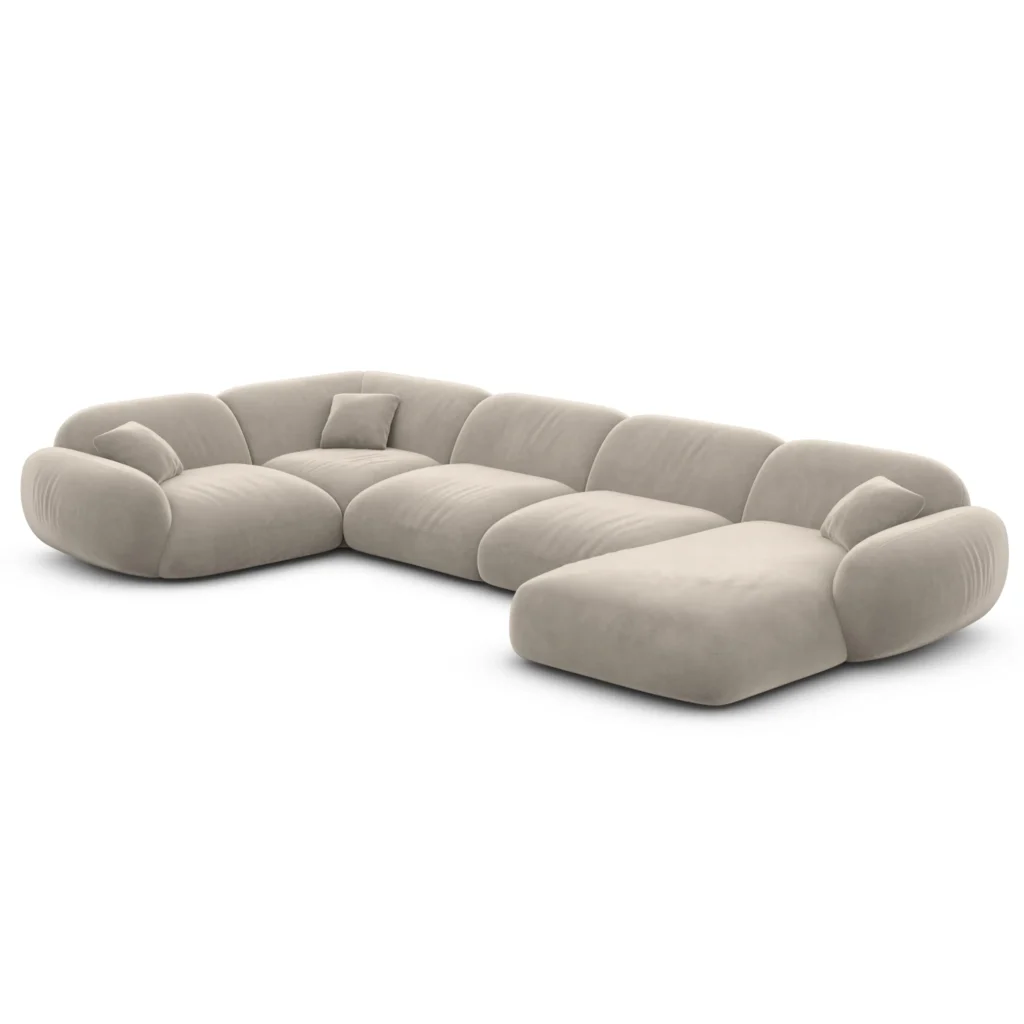Samtstoff U-Form XL Wohnlandschaft Elara
