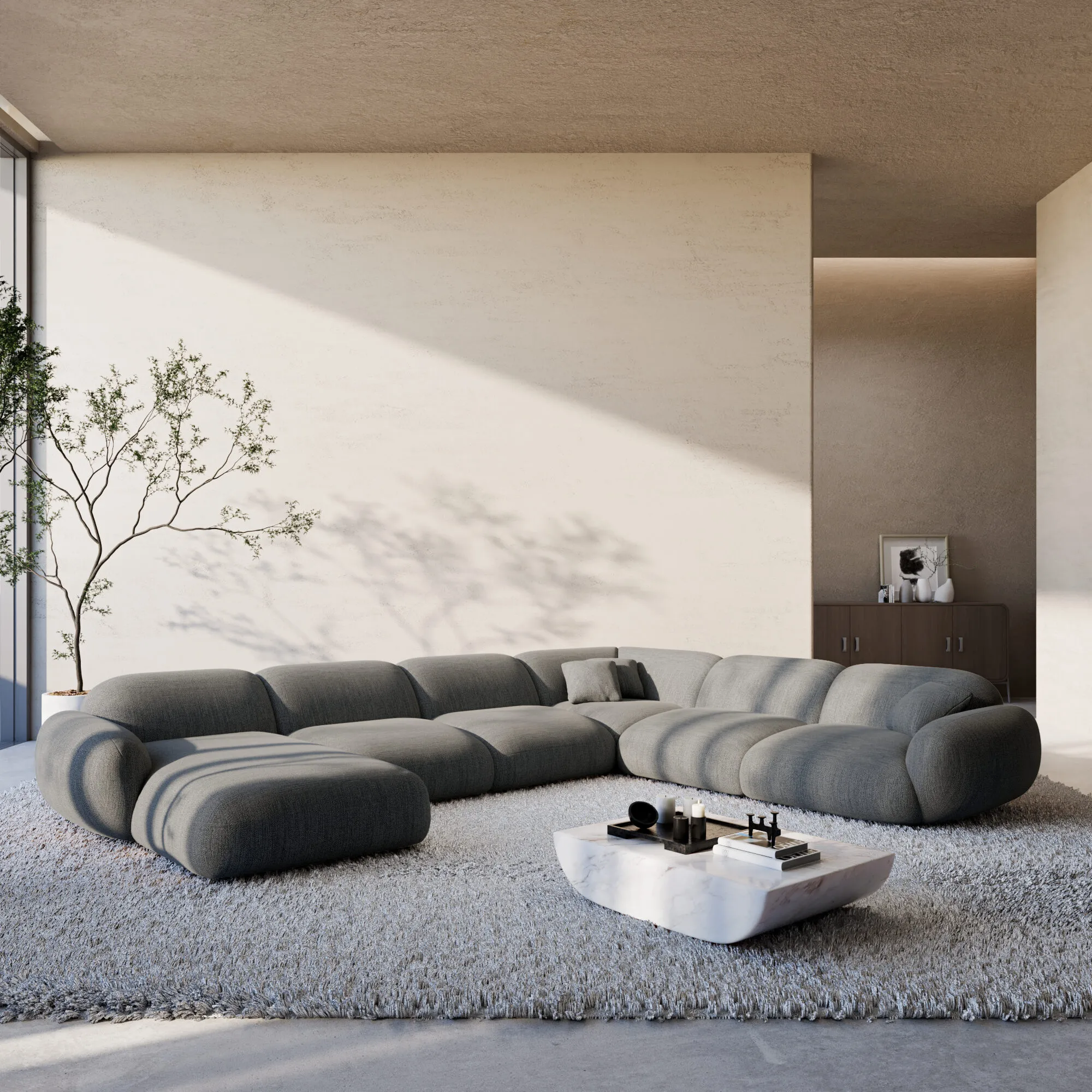 Strukturstoff U-Form XXL Wohnlandschaft Elara – Bild 10
