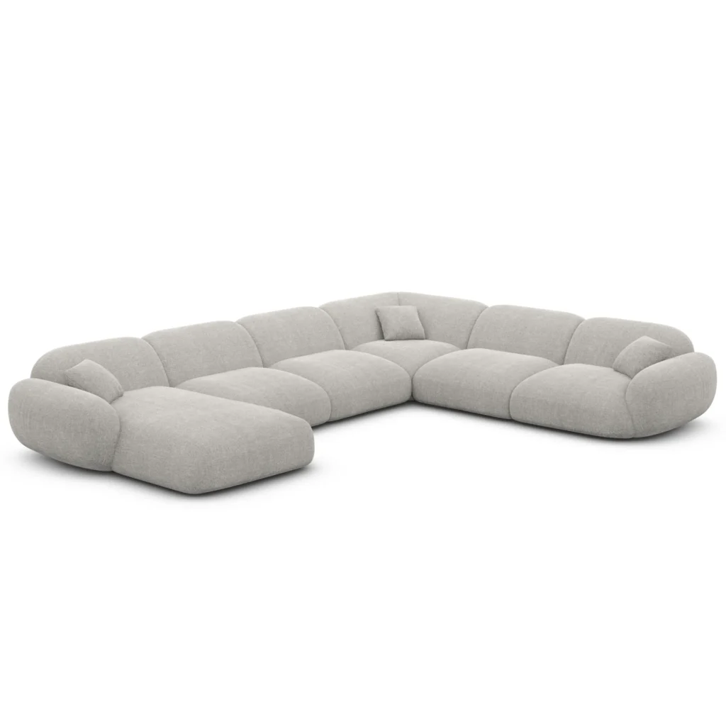Strukturstoff U-Form XXL Wohnlandschaft Elara