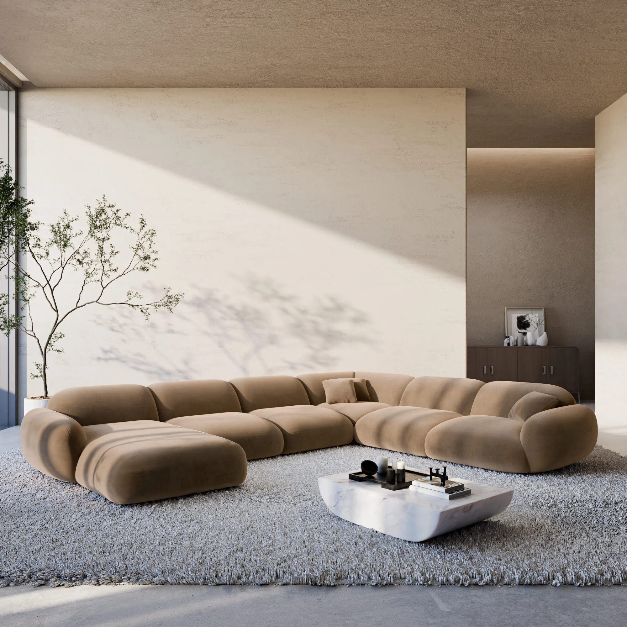 Samtstoff U-Form XXL Wohnlandschaft Elara – Bild 21
