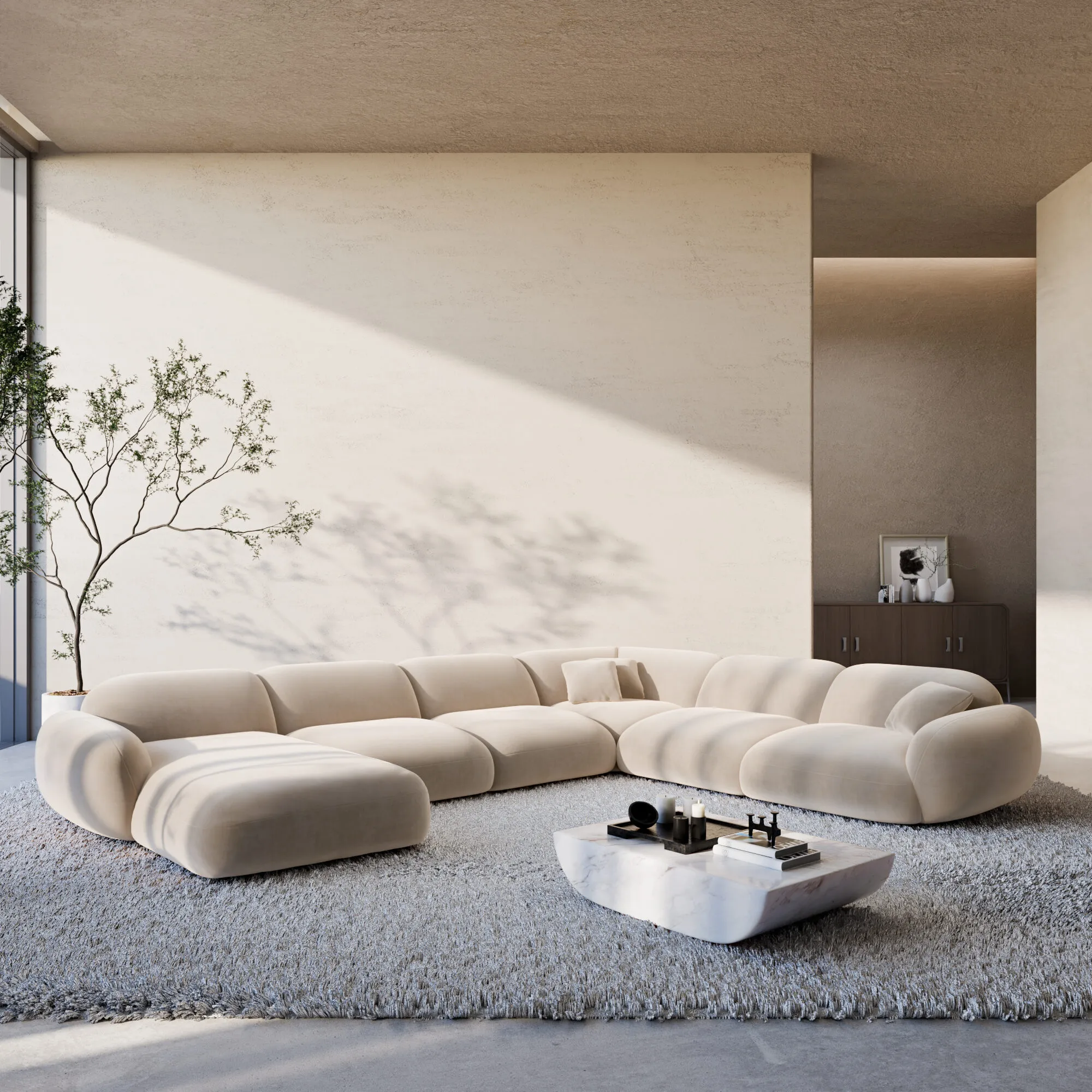 Samtstoff U-Form XXL Wohnlandschaft Elara – Bild 22