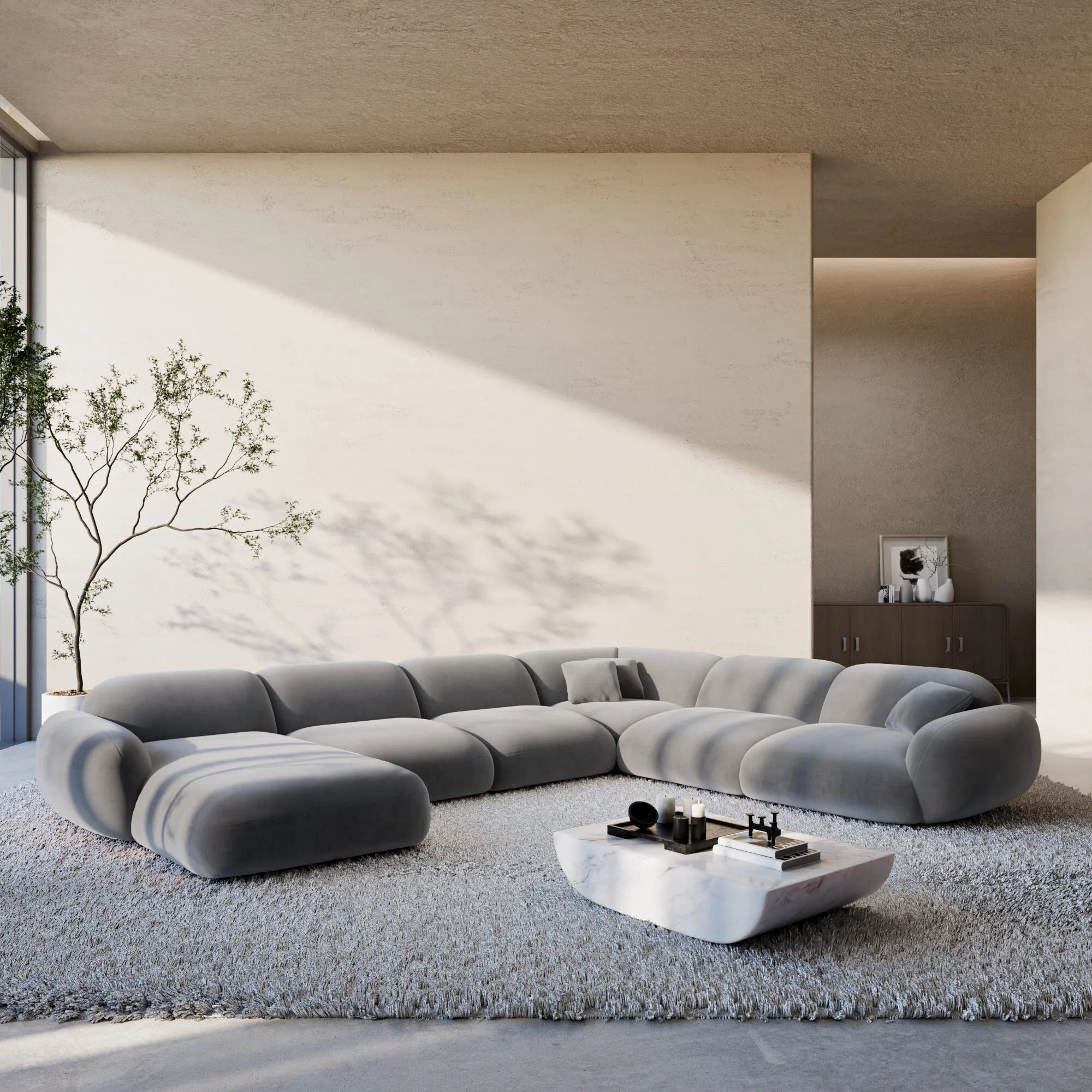 Samtstoff U-Form XXL Wohnlandschaft Elara – Bild 23
