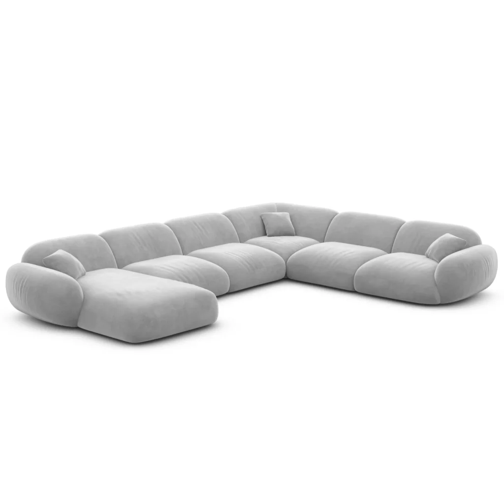 Samtstoff U-Form XXL Wohnlandschaft Elara
