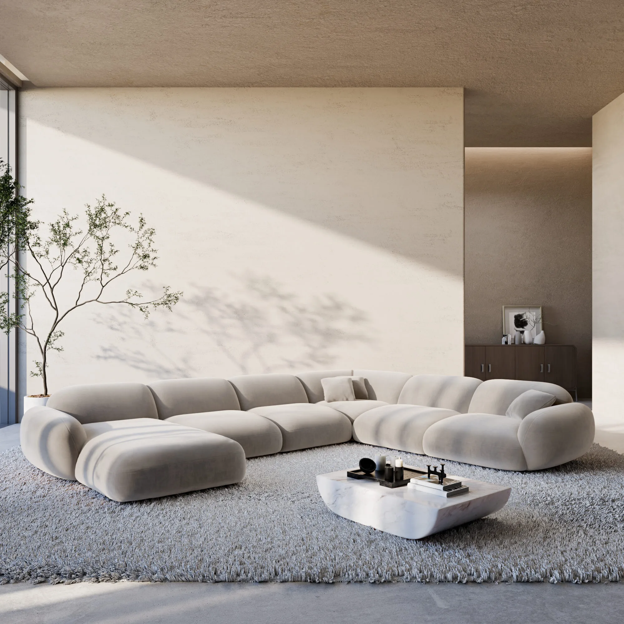 Samtstoff U-Form XXL Wohnlandschaft Elara – Bild 5