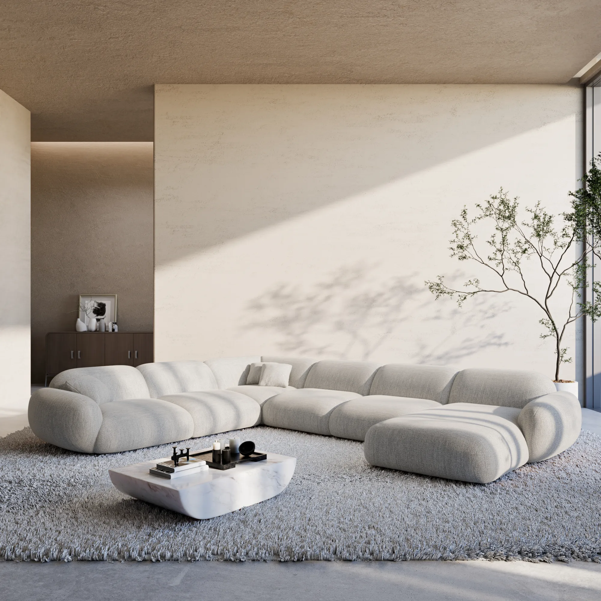 Strukturstoff U-Form XXL Wohnlandschaft Elara – Bild 8