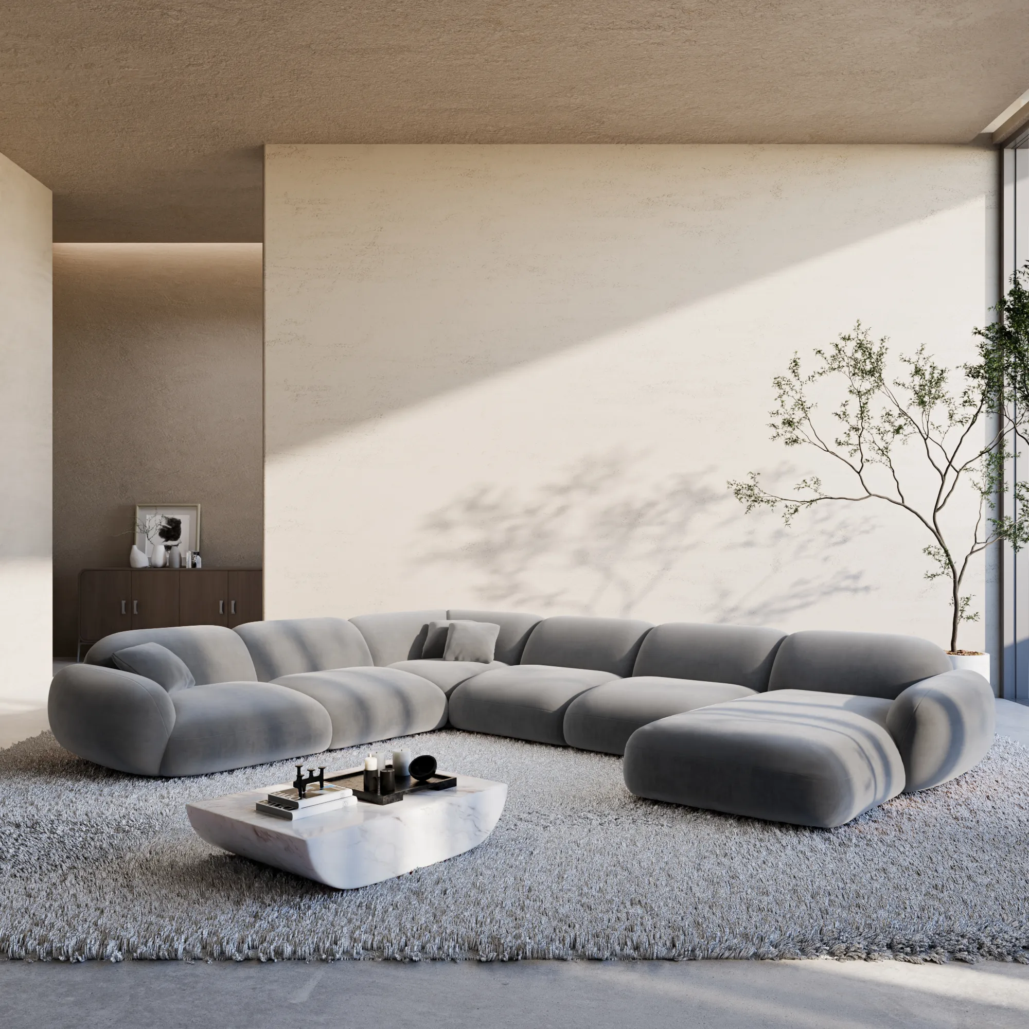 Samtstoff U-Form XXL Wohnlandschaft Elara – Bild 11