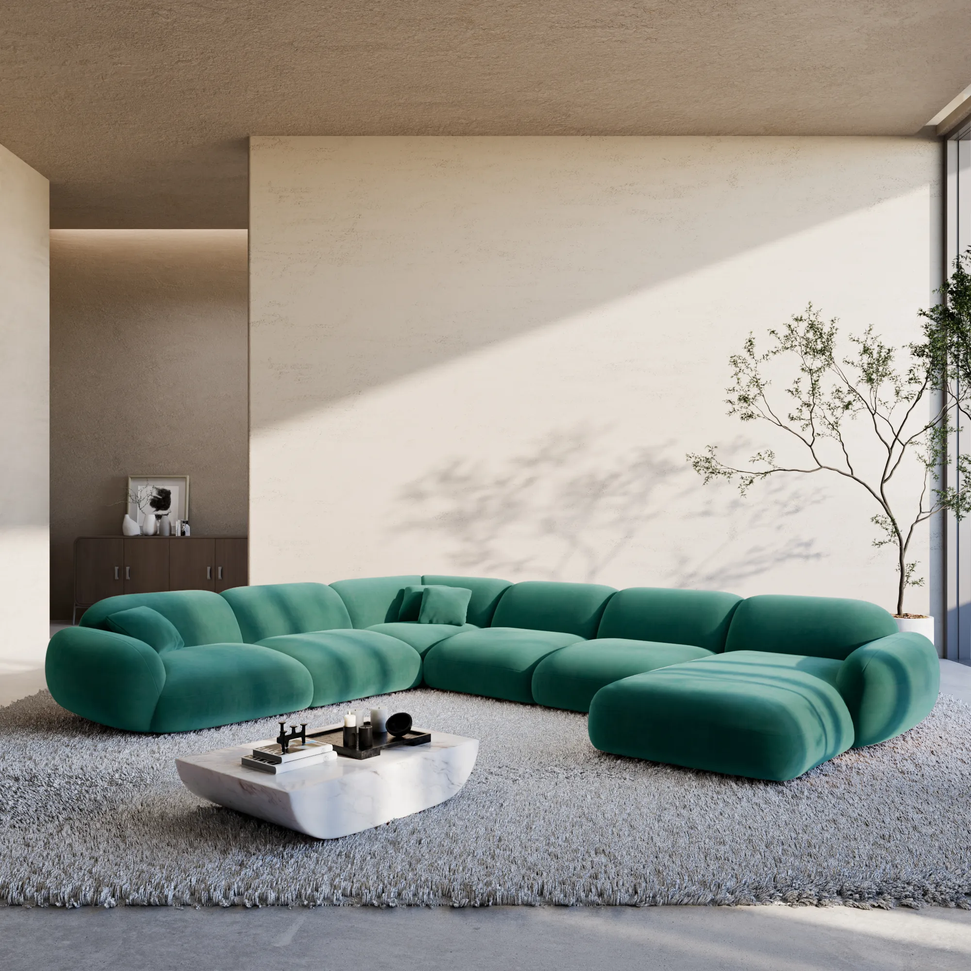 Samtstoff U-Form XXL Wohnlandschaft Elara – Bild 12