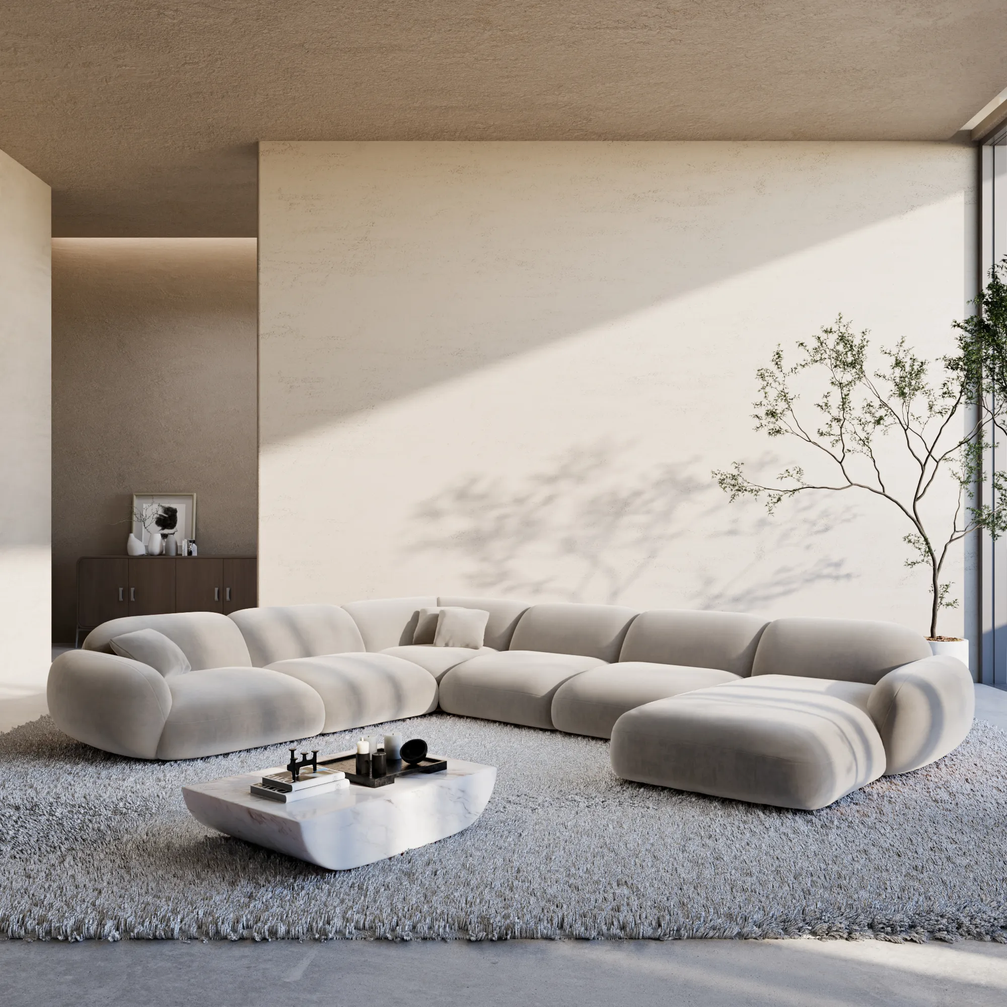 Samtstoff U-Form XXL Wohnlandschaft Elara – Bild 17