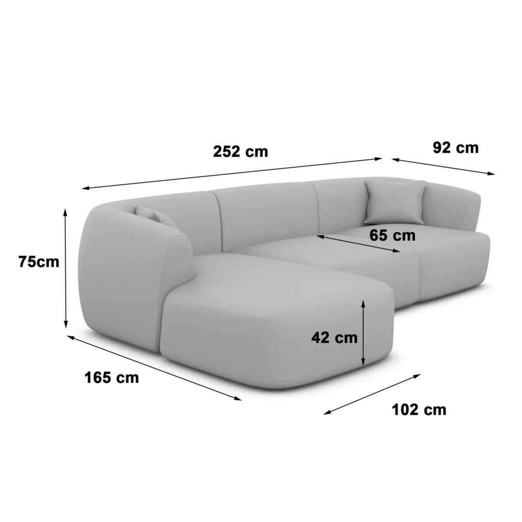 Bouclé L-Form Sofa Elvira