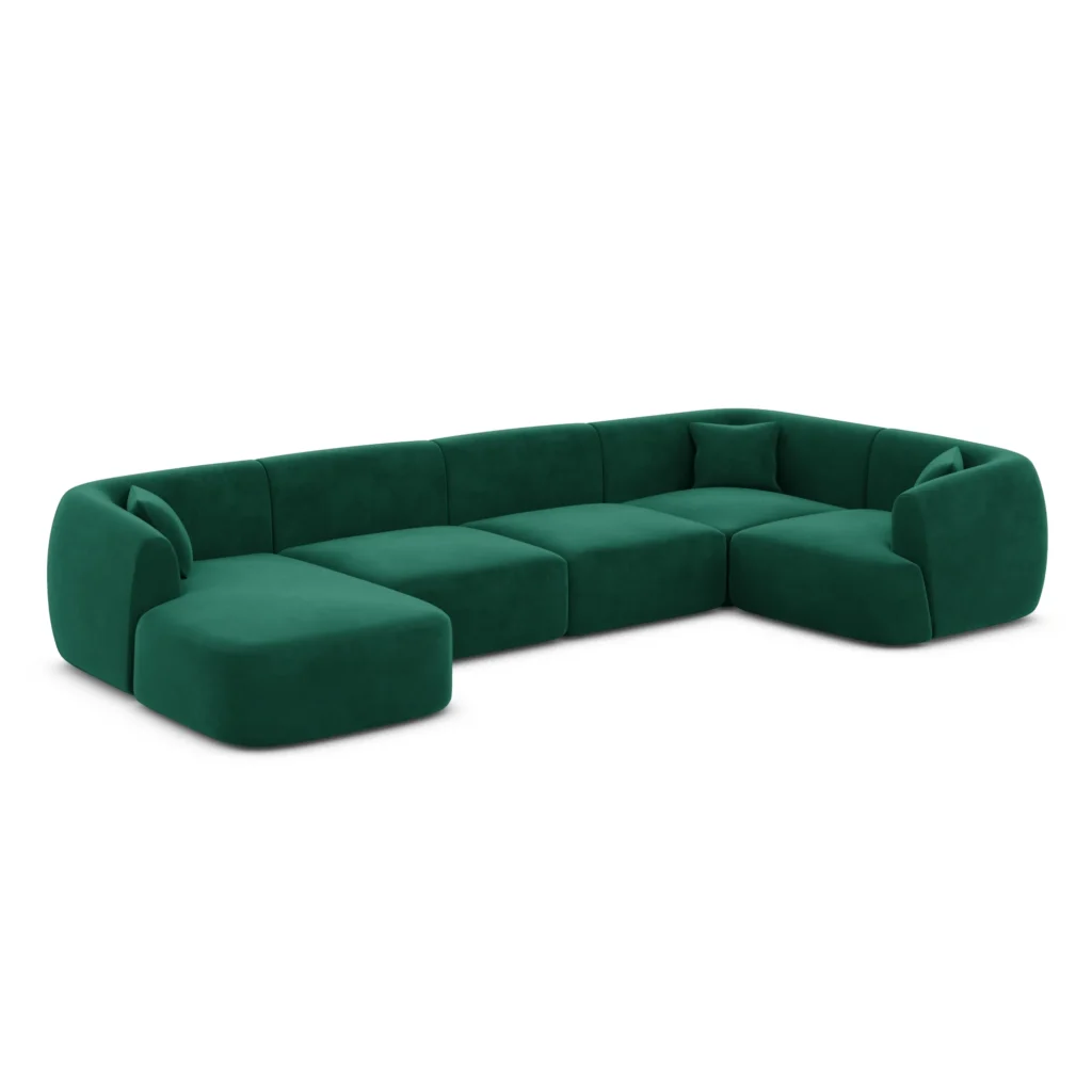 Samtstoff U-Form XL Wohnlandschaft Elvira
