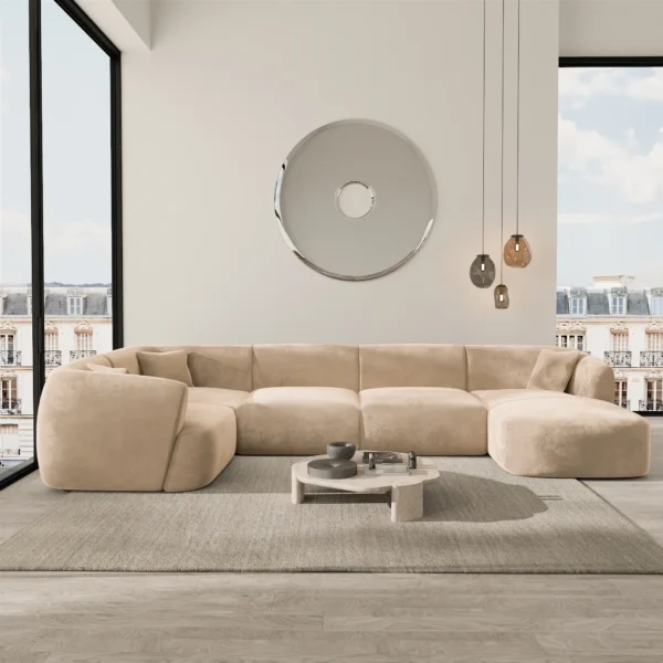 Samtstoff U-Form XL Wohnlandschaft Elvira