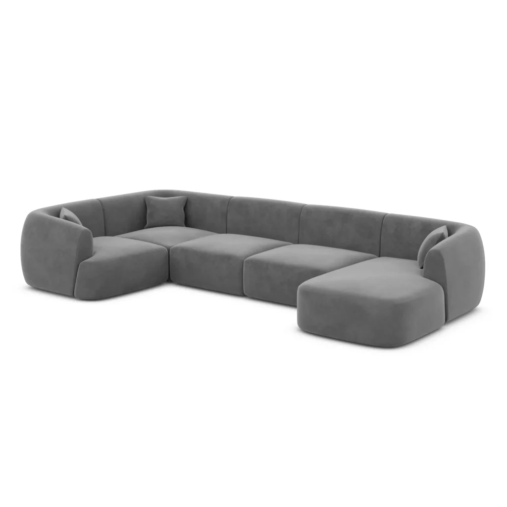 Samtstoff U-Form XL Wohnlandschaft Elvira