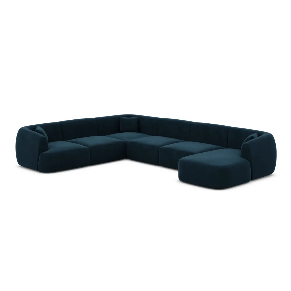 Samtstoff U-Form XXL Wohnlandschaft Elvira