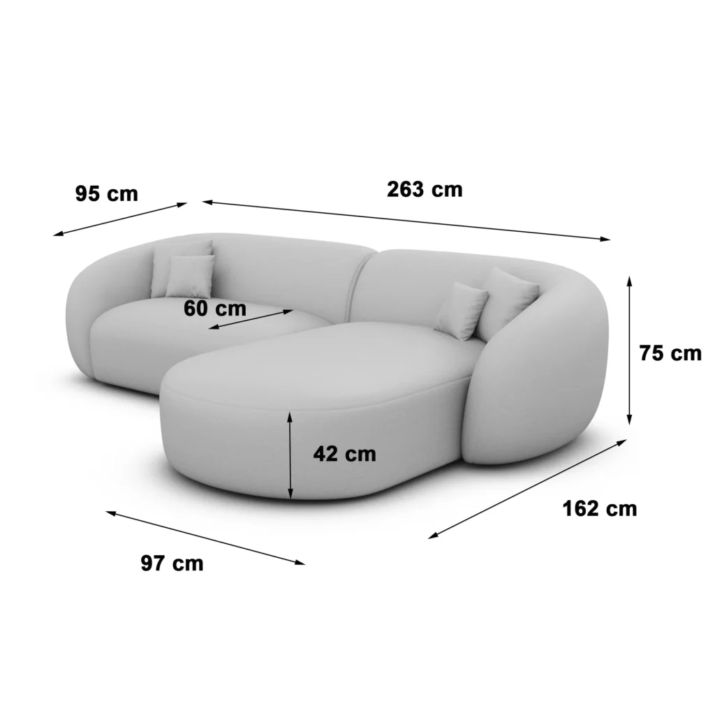 Bouclé L-Form Sofa Gaia