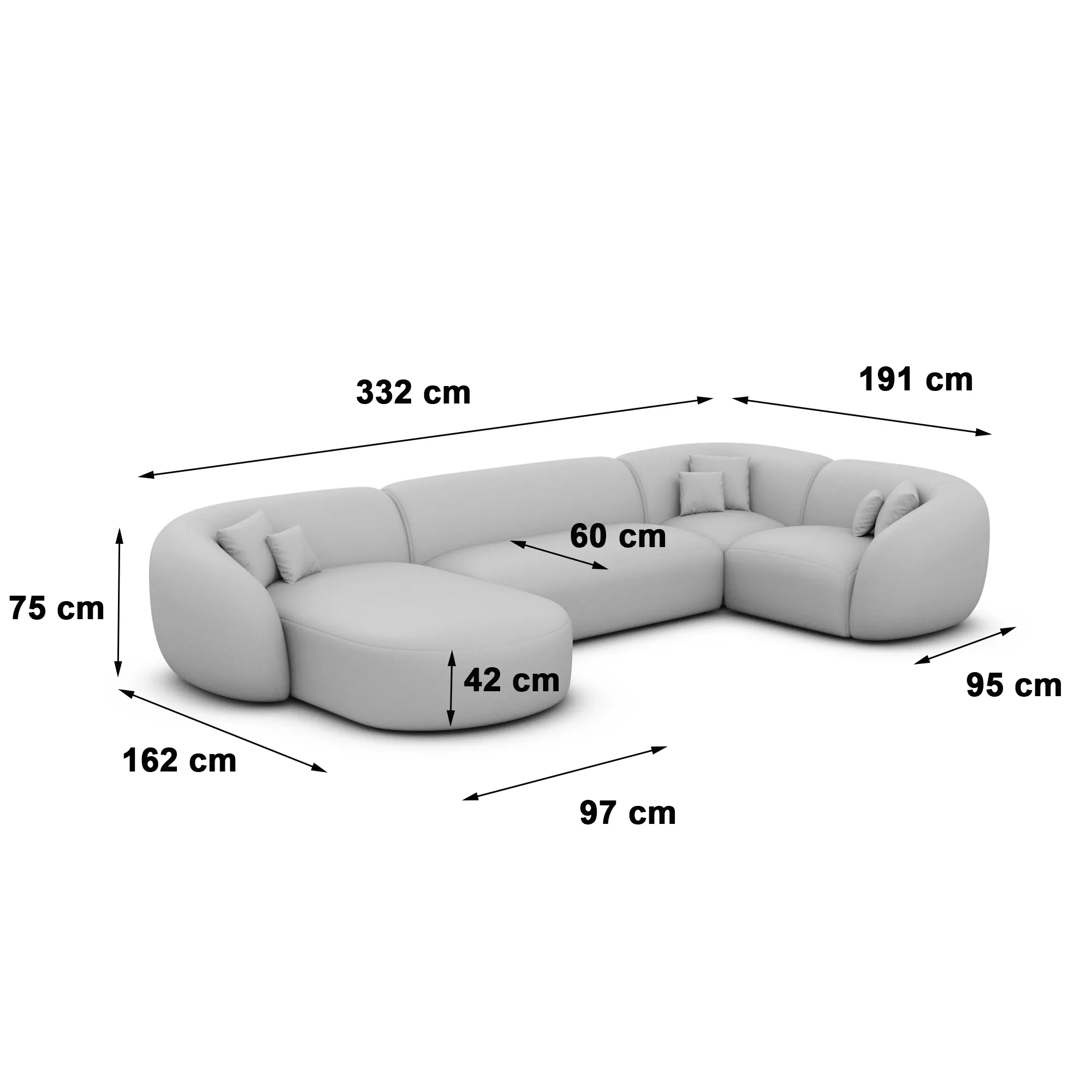 Bouclé U-Form XL Wohnlandschaft Gaia