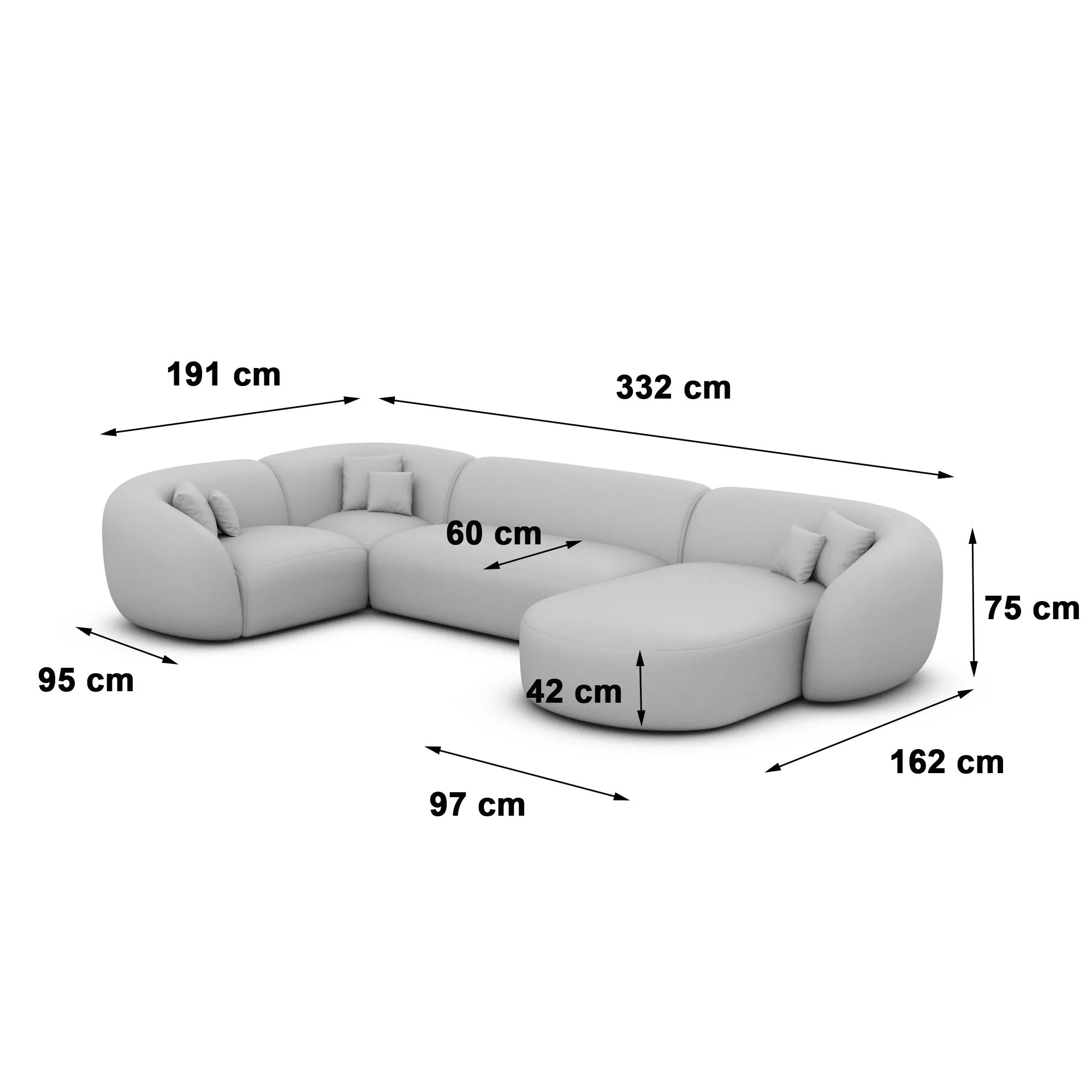 Bouclé U-Form XL Wohnlandschaft Gaia