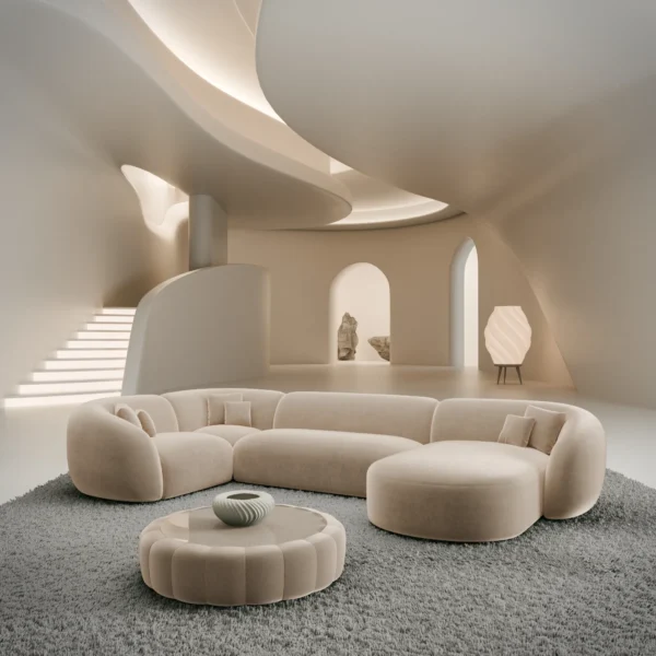 Samtstoff U-Form XL Wohnlandschaft Gaia