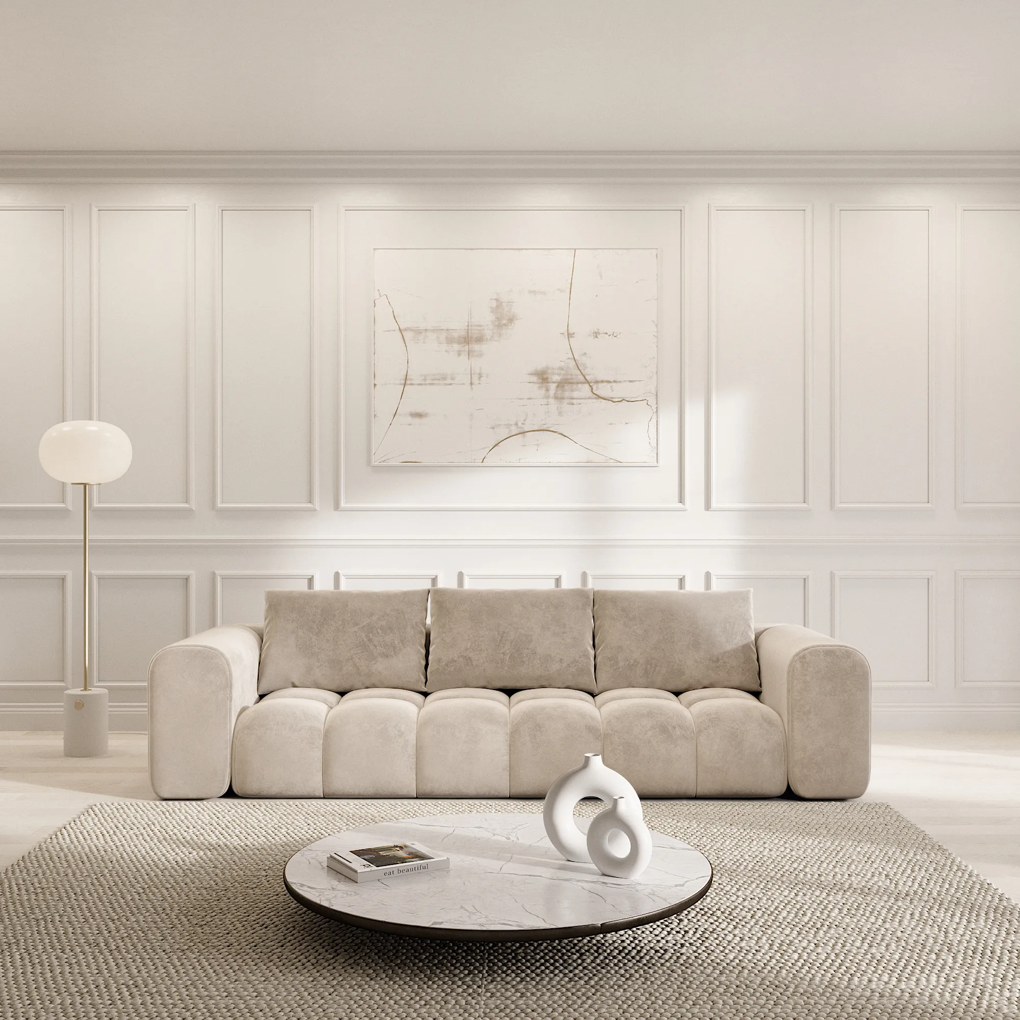 Samtstoff 4-Sitzer Couch Lavera