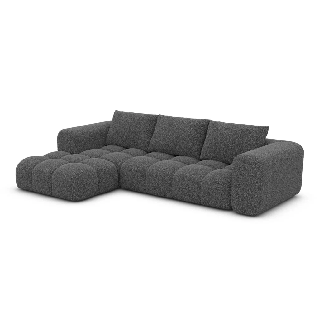 Bouclé L-Form Sofa Lavera