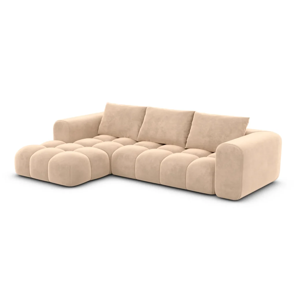 Samtstoff L-Form Sofa Lavera