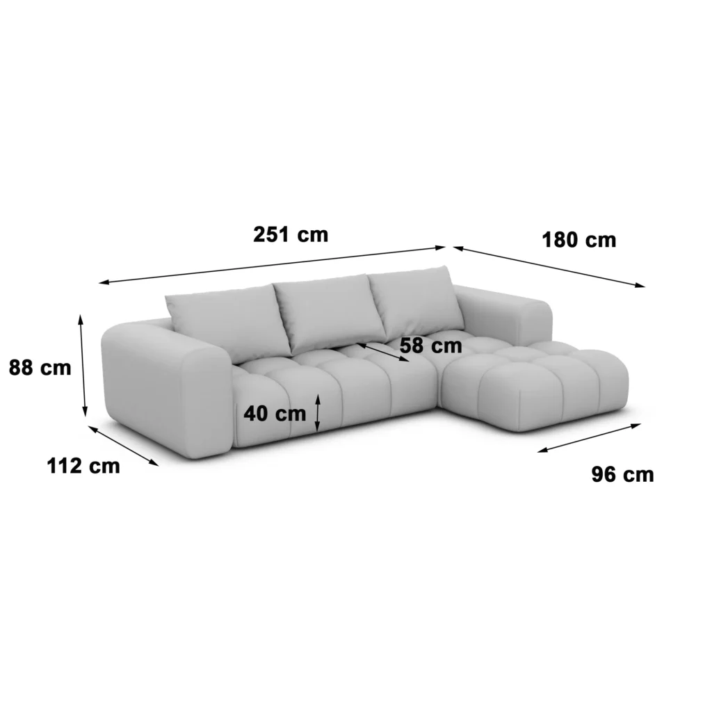 Bouclé L-Form Sofa Lavera