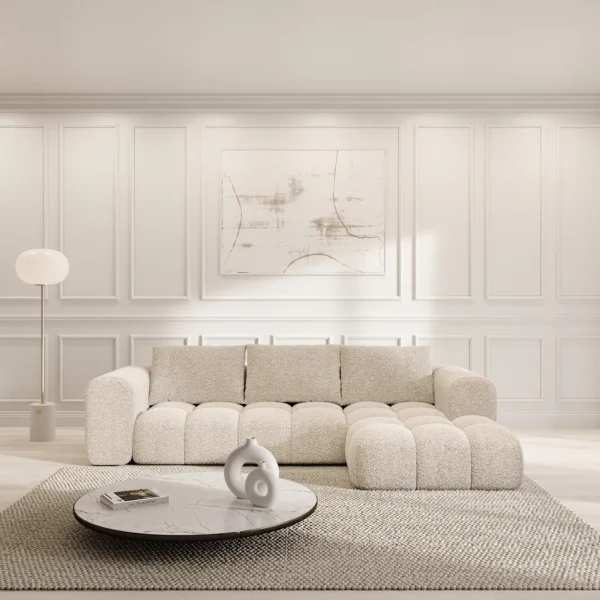 Bouclé L-Form Sofa Lavera