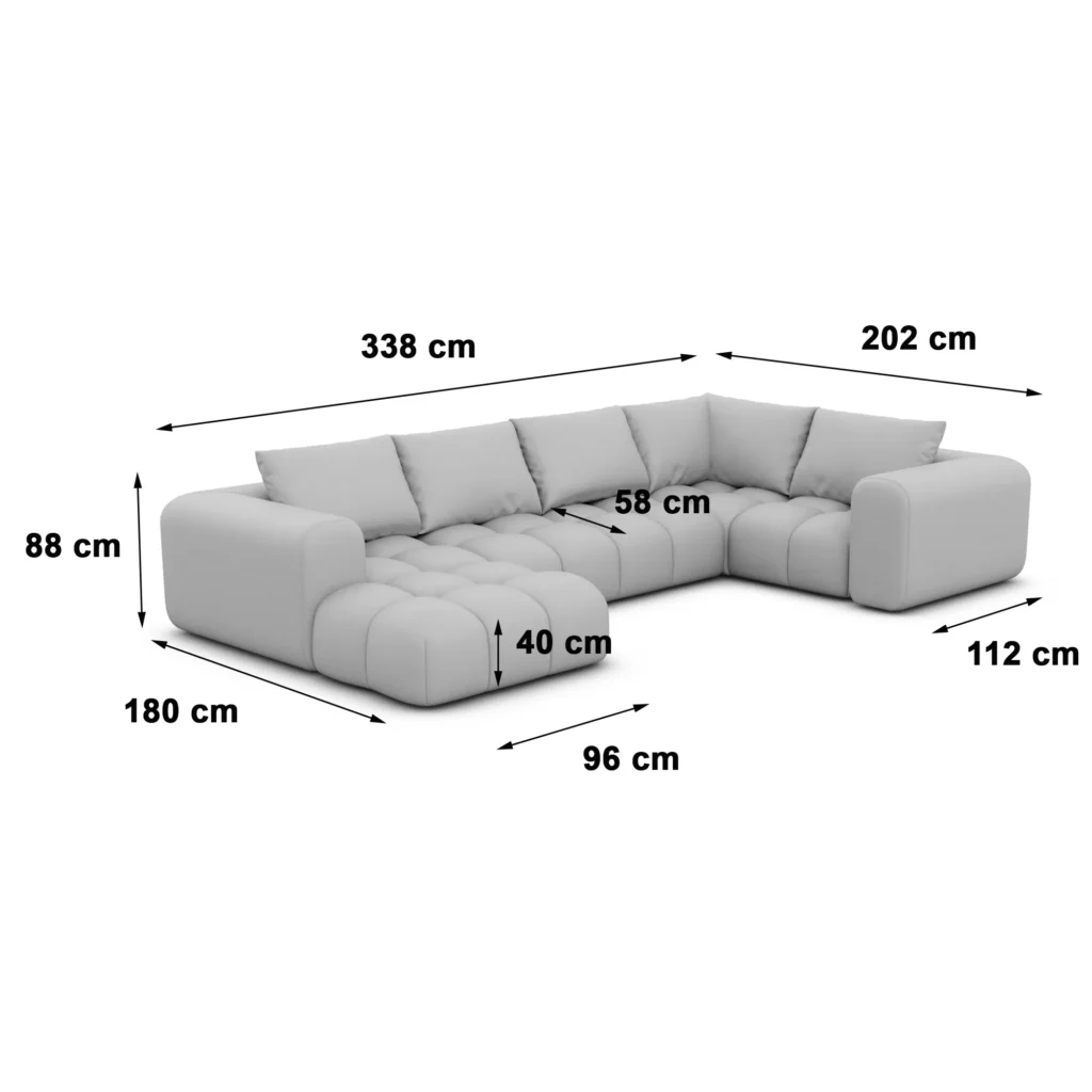 Bouclé U-Form XL Wohnlandschaft Lavera