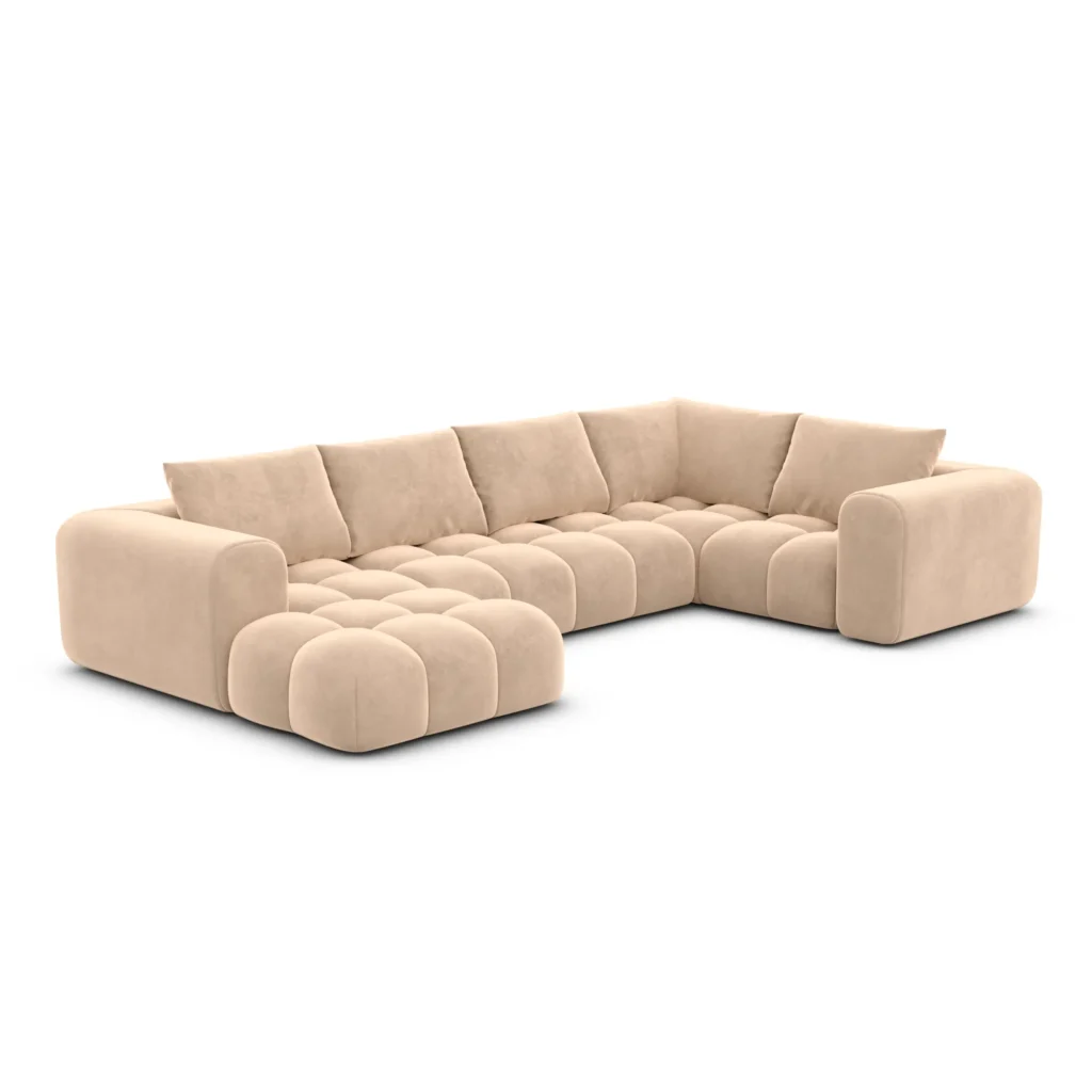Samtstoff U-Form XL Wohnlandschaft Lavera