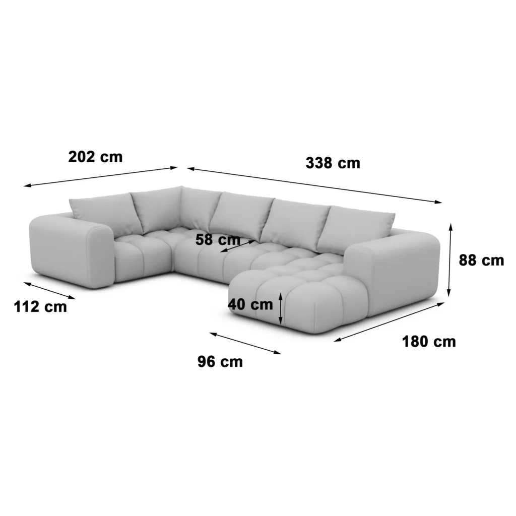 Bouclé U-Form XL Wohnlandschaft Lavera