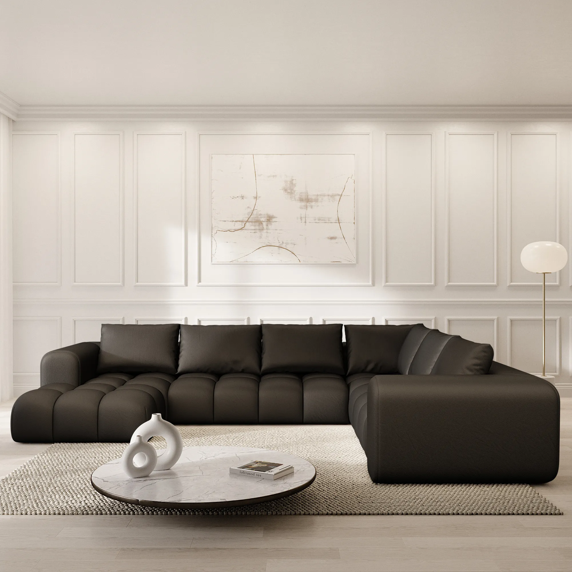 Echtleder U-Form XXL Wohnlandschaft Lavera