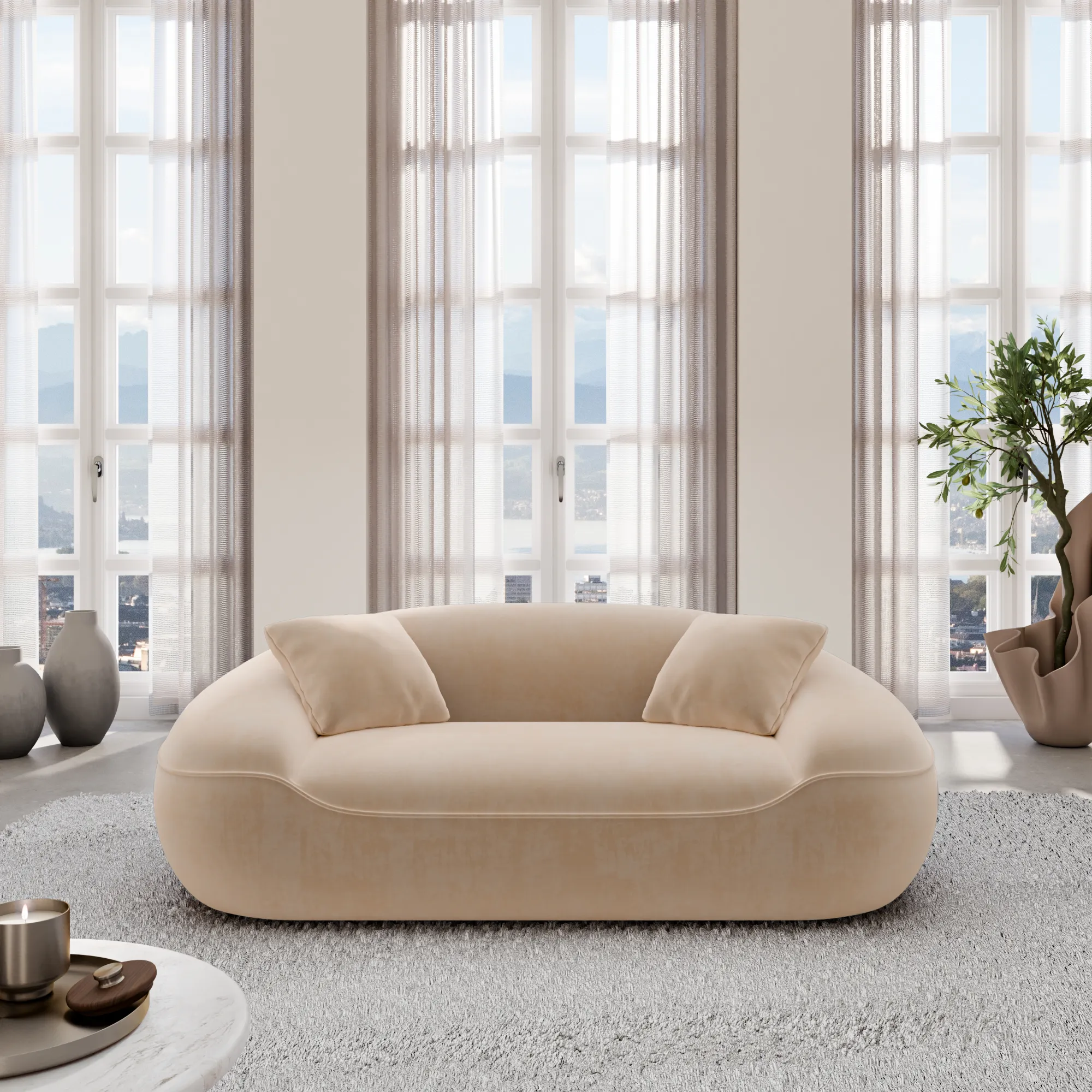 Samtstoff 2-Sitzer Couch Levina – Bild 4