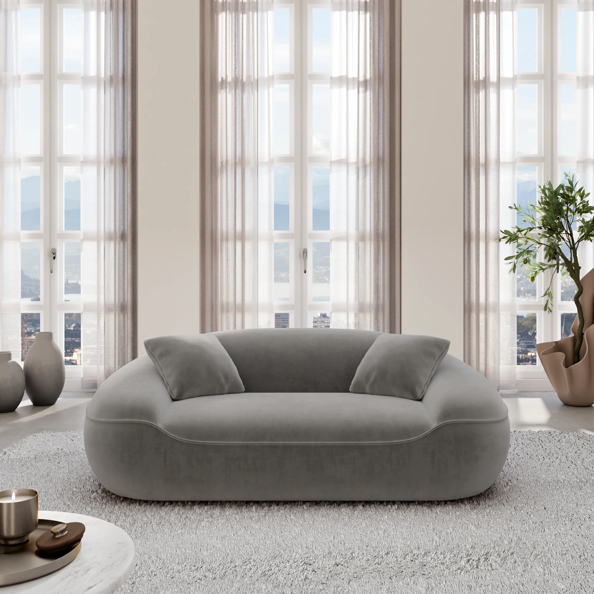 Samtstoff 2-Sitzer Couch Levina – Bild 8